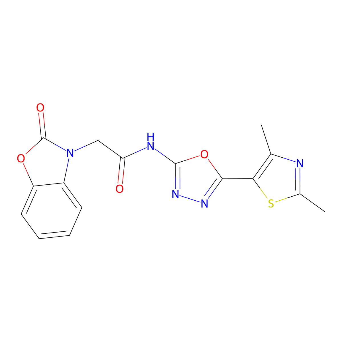 N-(5-(2,4-dimethylthiazol-5-yl)-1,3,4-oxadiazol-2-yl)-2-(2-oxobenzo[d]oxazol-3(2H)-yl)acetamide molecular structure, CAS 1251578-60-5