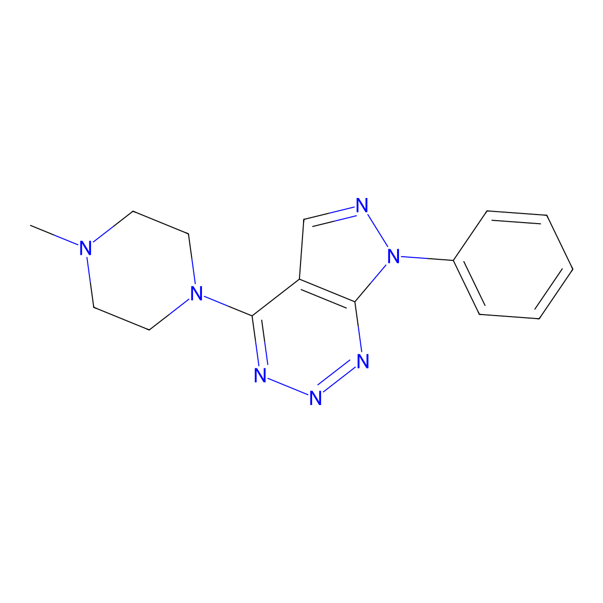 4-(4-methylpiperazin-1-yl)-7-phenyl-7H-pyrazolo[3,4-d][1,2,3]triazine molecular structure, CAS 1251578-62-7