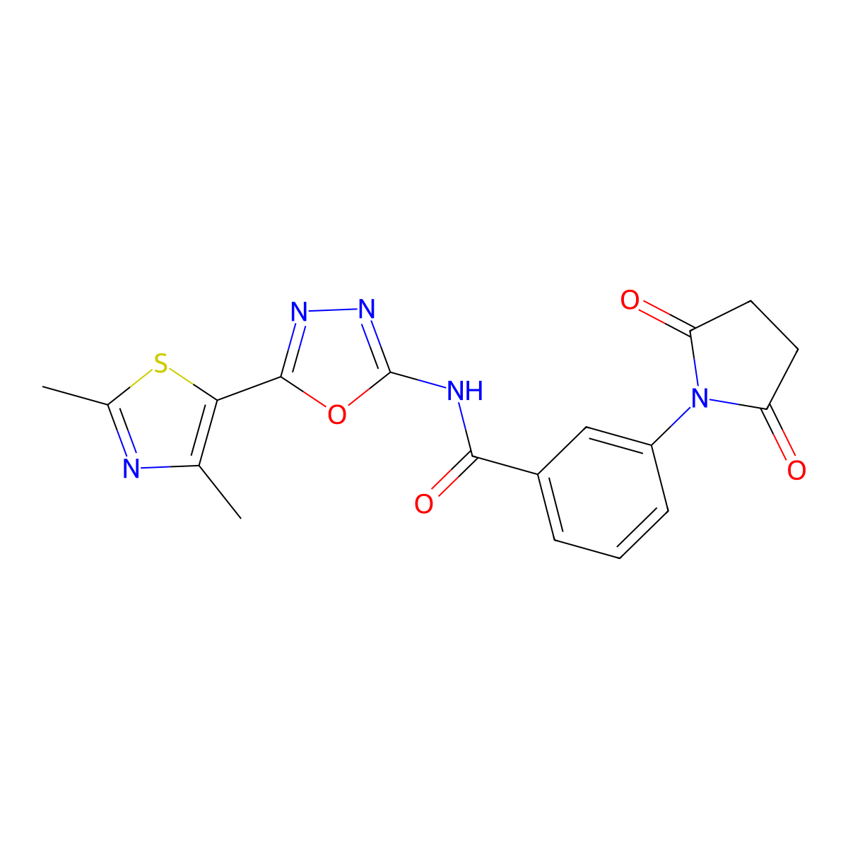 N-(5-(2,4-dimethylthiazol-5-yl)-1,3,4-oxadiazol-2-yl)-3-(2,5-dioxopyrrolidin-1-yl)benzamide molecular structure, CAS 1251578-63-8