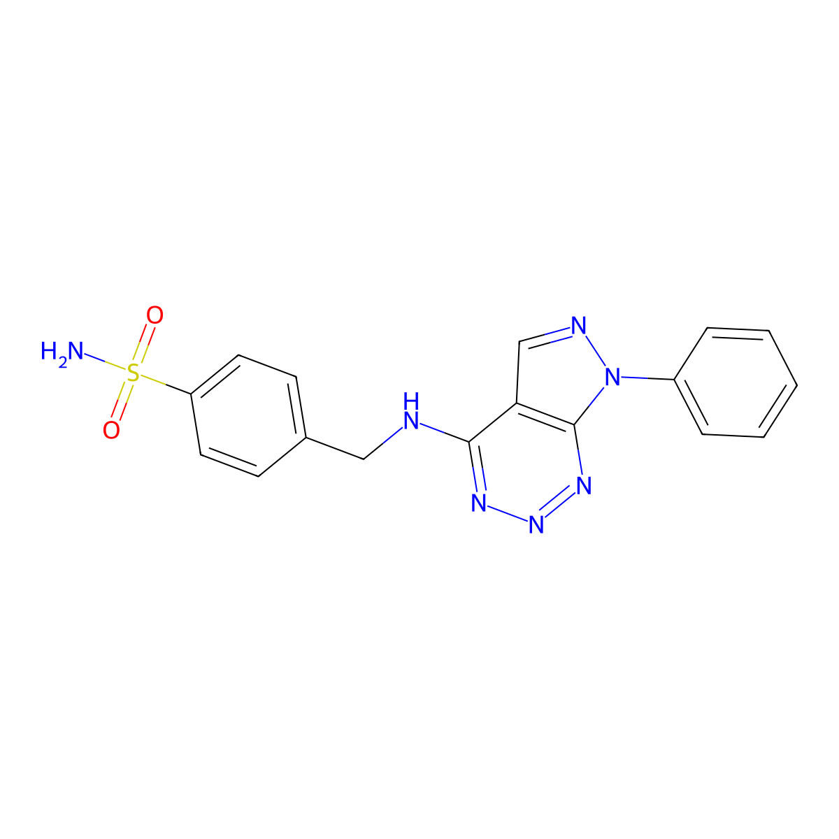 4-[({7-phenyl-7H-pyrazolo[3,4-d][1,2,3]triazin-4-yl}amino)methyl]benzene-1-sulfonamide molecular structure, CAS 1251578-65-0
