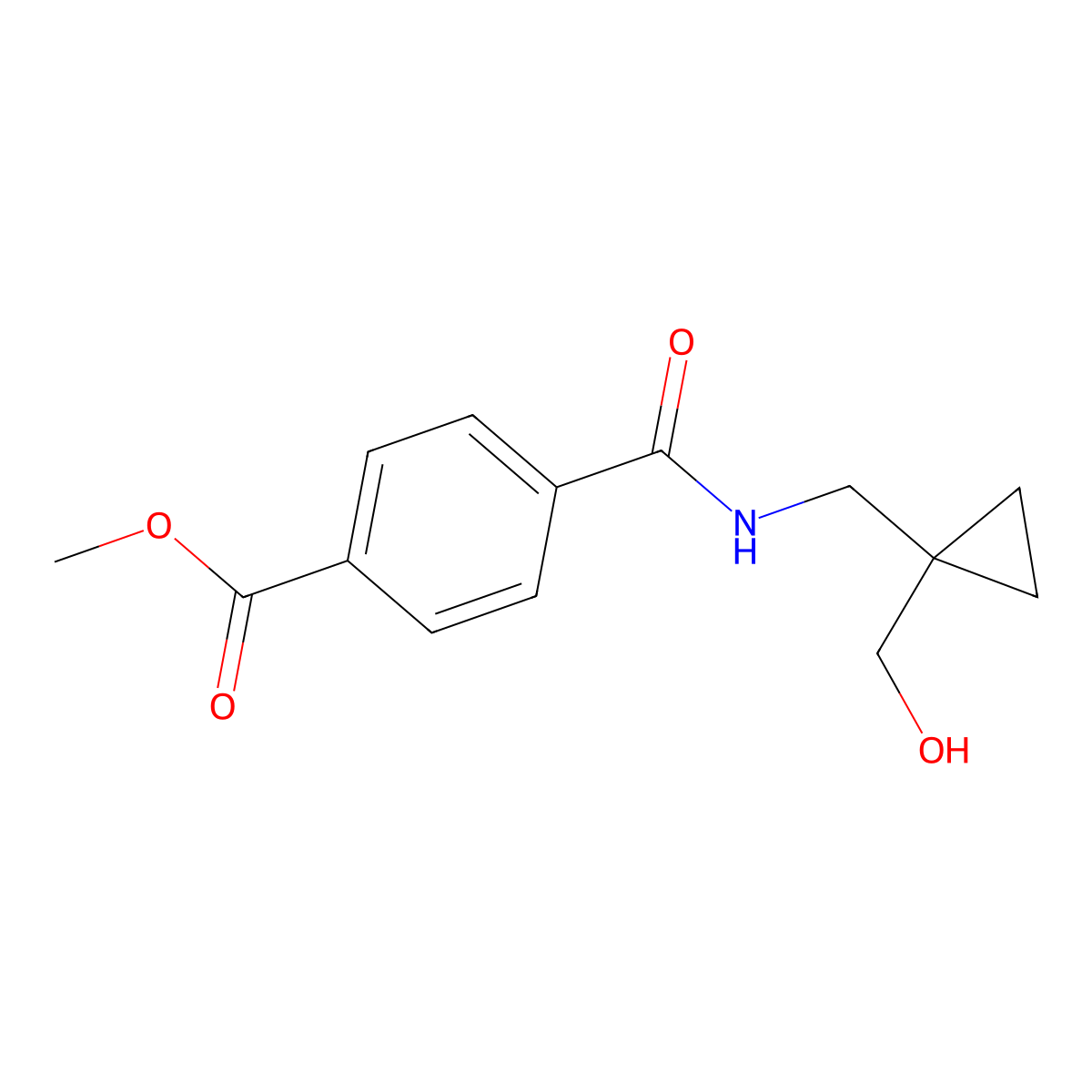 Methyl 4-(((1-(hydroxymethyl)cyclopropyl)methyl)carbamoyl)benzoate molecular structure, CAS 1251578-69-4