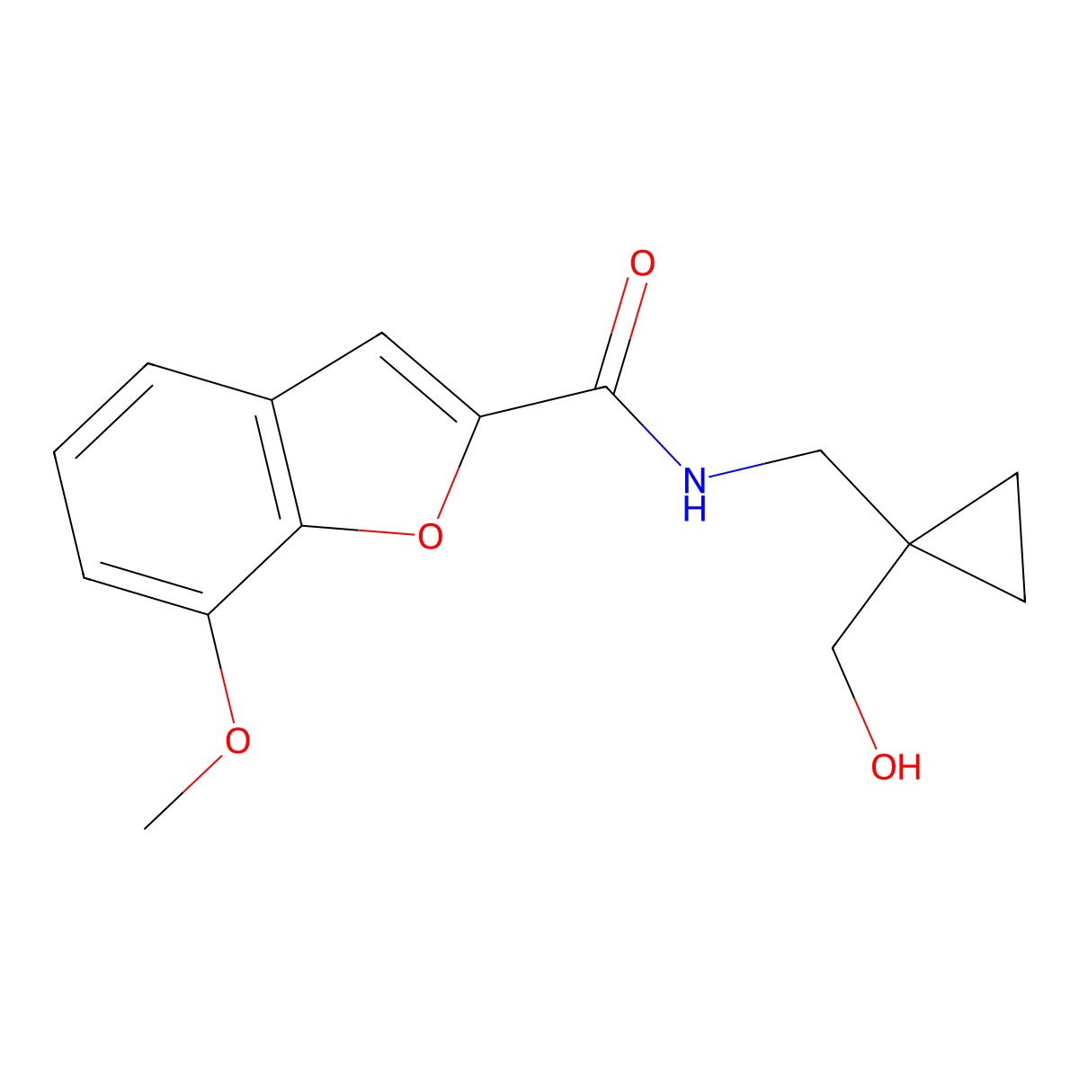 N-((1-(hydroxymethyl)cyclopropyl)methyl)-7-methoxybenzofuran-2-carboxamide molecular structure, CAS 1251578-76-3