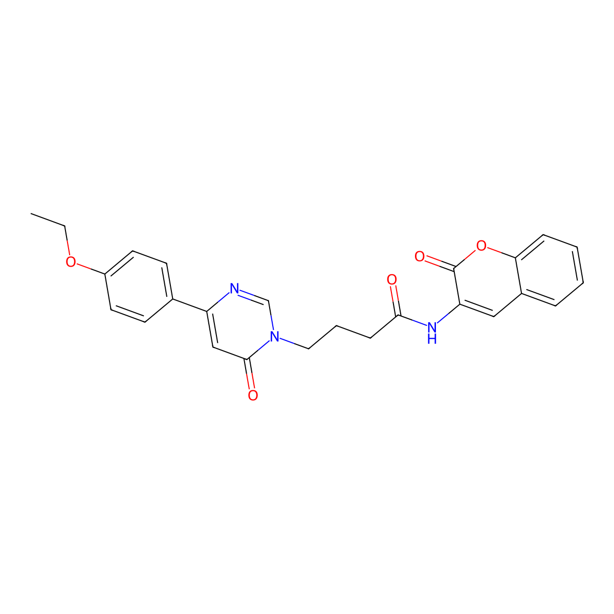 4-(4-(4-ethoxyphenyl)-6-oxopyrimidin-1(6H)-yl)-N-(2-oxo-2H-chromen-3-yl)butanamide molecular structure, CAS 1251578-83-2