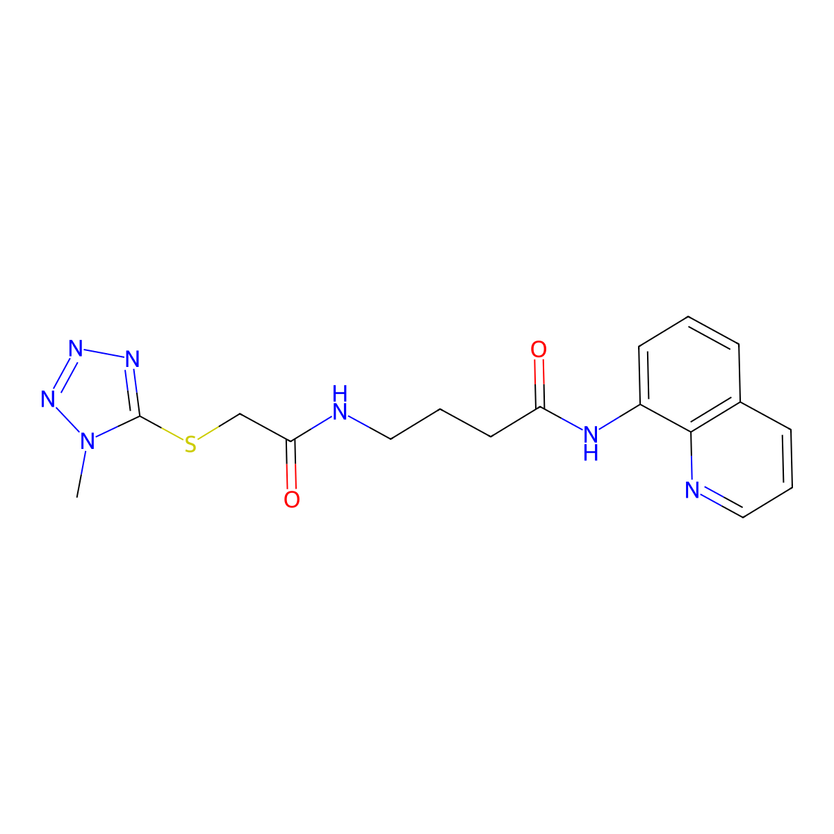 4-(2-((1-methyl-1H-tetrazol-5-yl)thio)acetamido)-N-(quinolin-8-yl)butanamide molecular structure, CAS 1251578-89-8