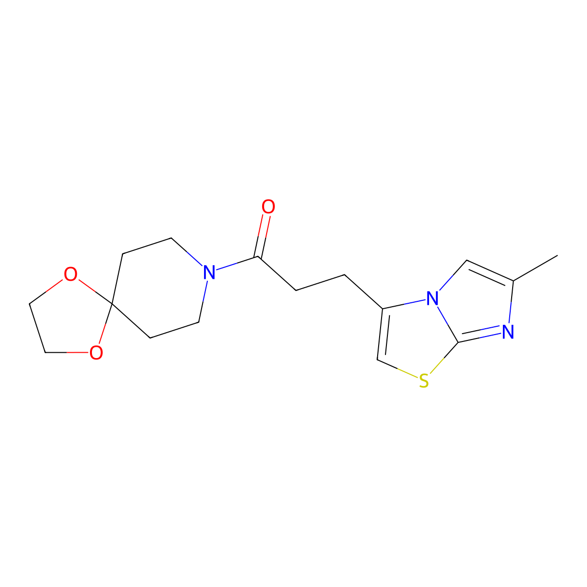 3-(6-Methylimidazo[2,1-b]thiazol-3-yl)-1-(1,4-dioxa-8-azaspiro[4.5]decan-8-yl)propan-1-one molecular structure, CAS 1251578-90-1