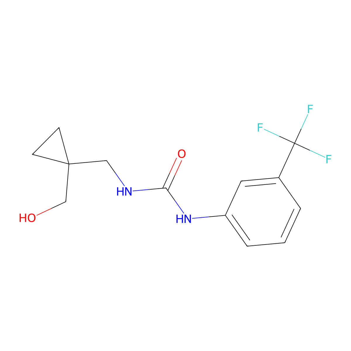 1-((1-(Hydroxymethyl)cyclopropyl)methyl)-3-(3-(trifluoromethyl)phenyl)urea molecular structure, CAS 1251578-96-7