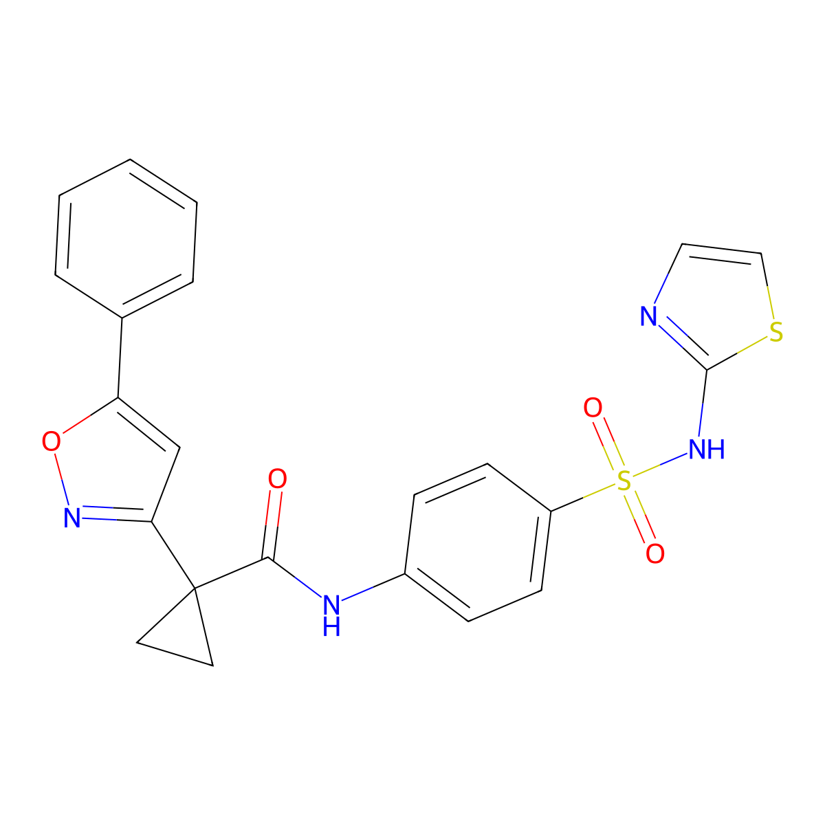 1-(5-phenylisoxazol-3-yl)-N-(4-(N-(thiazol-2-yl)sulfamoyl)phenyl)cyclopropanecarboxamide molecular structure, CAS 1251578-99-0