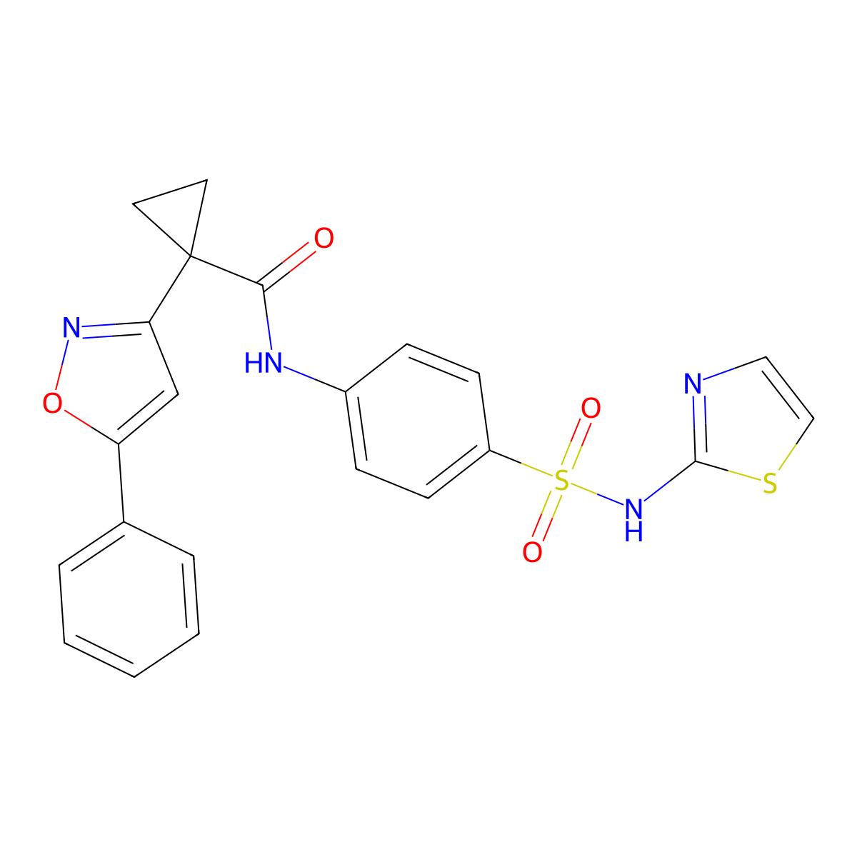 1-(5-phenylisoxazol-3-yl)-N-(4-(N-(thiazol-2-yl)sulfamoyl)phenyl)cyclopropanecarboxamide molecular structure, CAS 1251578-99-0