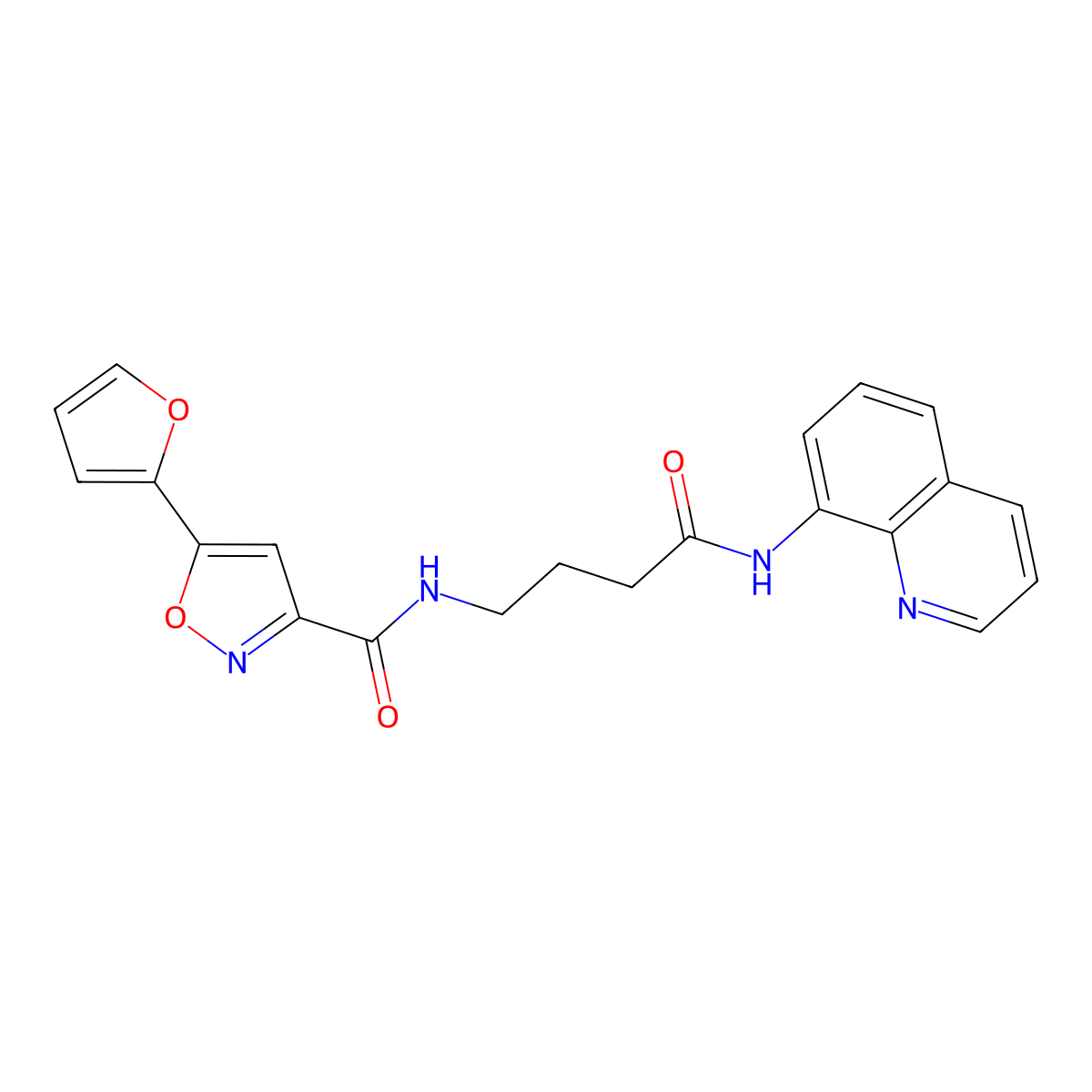 5-(furan-2-yl)-N-(4-oxo-4-(quinolin-8-ylamino)butyl)isoxazole-3-carboxamide molecular structure, CAS 1251579-10-8
