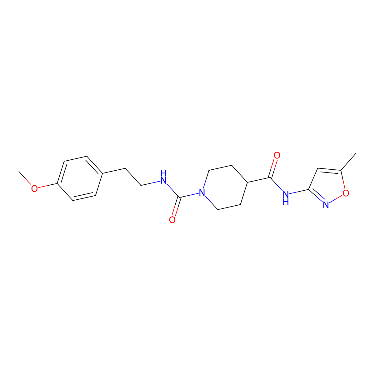 N1-[2-(4-methoxyphenyl)ethyl]-N4-(5-methyl-1,2-oxazol-3-yl)piperidine-1,4-dicarboxamide molecular structure, CAS 1251579-11-9
