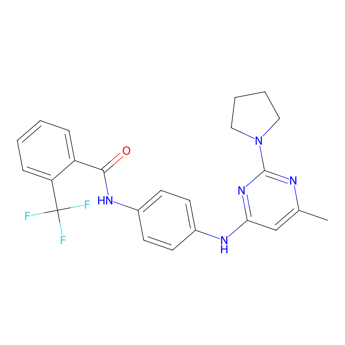 N-(4-{[6-Methyl-2-(pyrrolidin-1-YL)pyrimidin-4-YL]amino}phenyl)-2-(trifluoromethyl)benzamide molecular structure, CAS 1251579-21-1