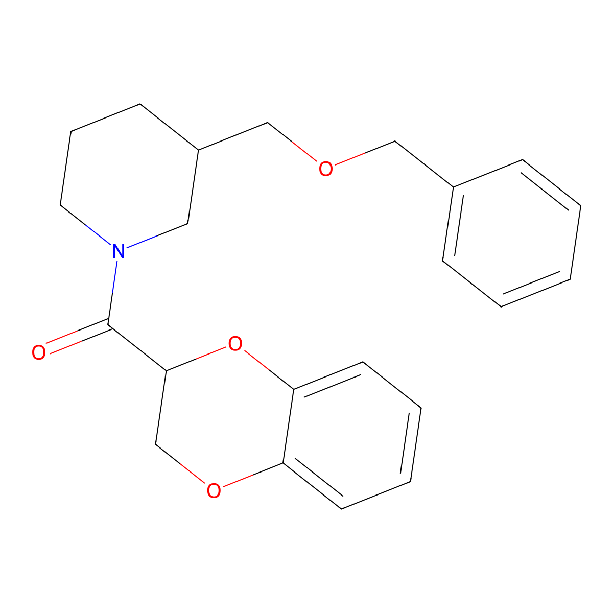 (3-((Benzyloxy)methyl)piperidin-1-yl)(2,3-dihydrobenzo[b][1,4]dioxin-2-yl)methanone molecular structure, CAS 1251579-23-3
