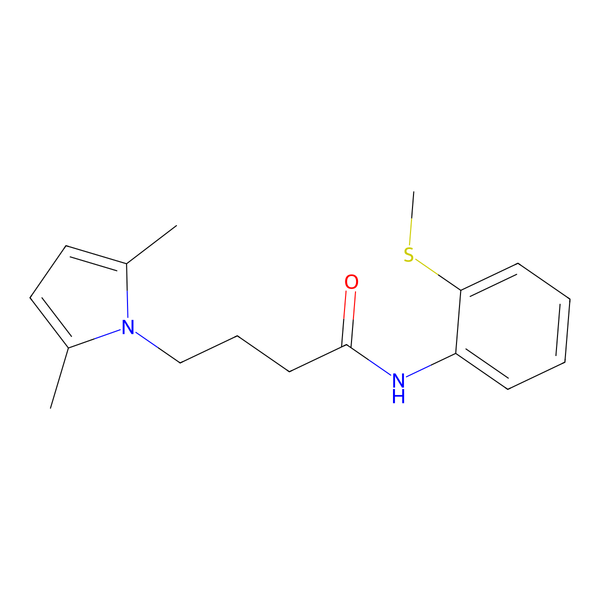 4-(2,5-dimethyl-1H-pyrrol-1-yl)-N-(2-(methylthio)phenyl)butanamide molecular structure, CAS 1251579-25-5