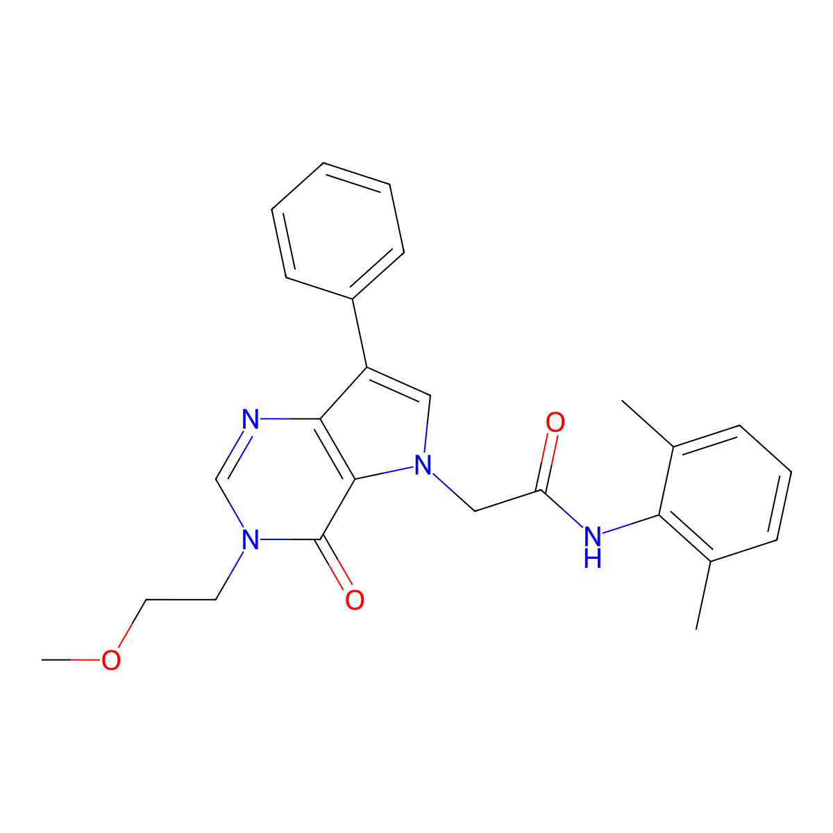 N-(2,6-dimethylphenyl)-2-(3-(2-methoxyethyl)-4-oxo-7-phenyl-3H-pyrrolo[3,2-d]pyrimidin-5(4H)-yl)acetamide molecular structure, CAS 1251579-28-8