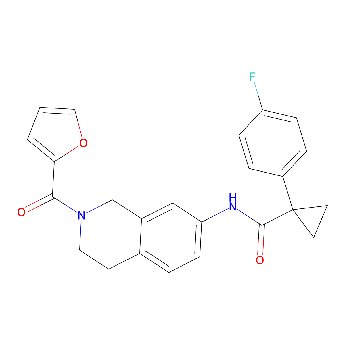1-(4-fluorophenyl)-N-(2-(furan-2-carbonyl)-1,2,3,4-tetrahydroisoquinolin-7-yl)cyclopropanecarboxamide molecular structure, CAS 1251579-33-5