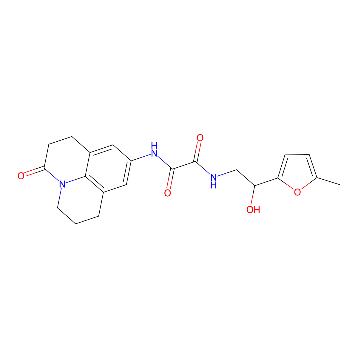 N-[2-hydroxy-2-(5-methylfuran-2-yl)ethyl]-N'-{2-oxo-1-azatricyclo[7.3.1.0^{5,13}]trideca-5,7,9(13)-trien-7-yl}ethanediamide molecular structure, CAS 1251579-37-9