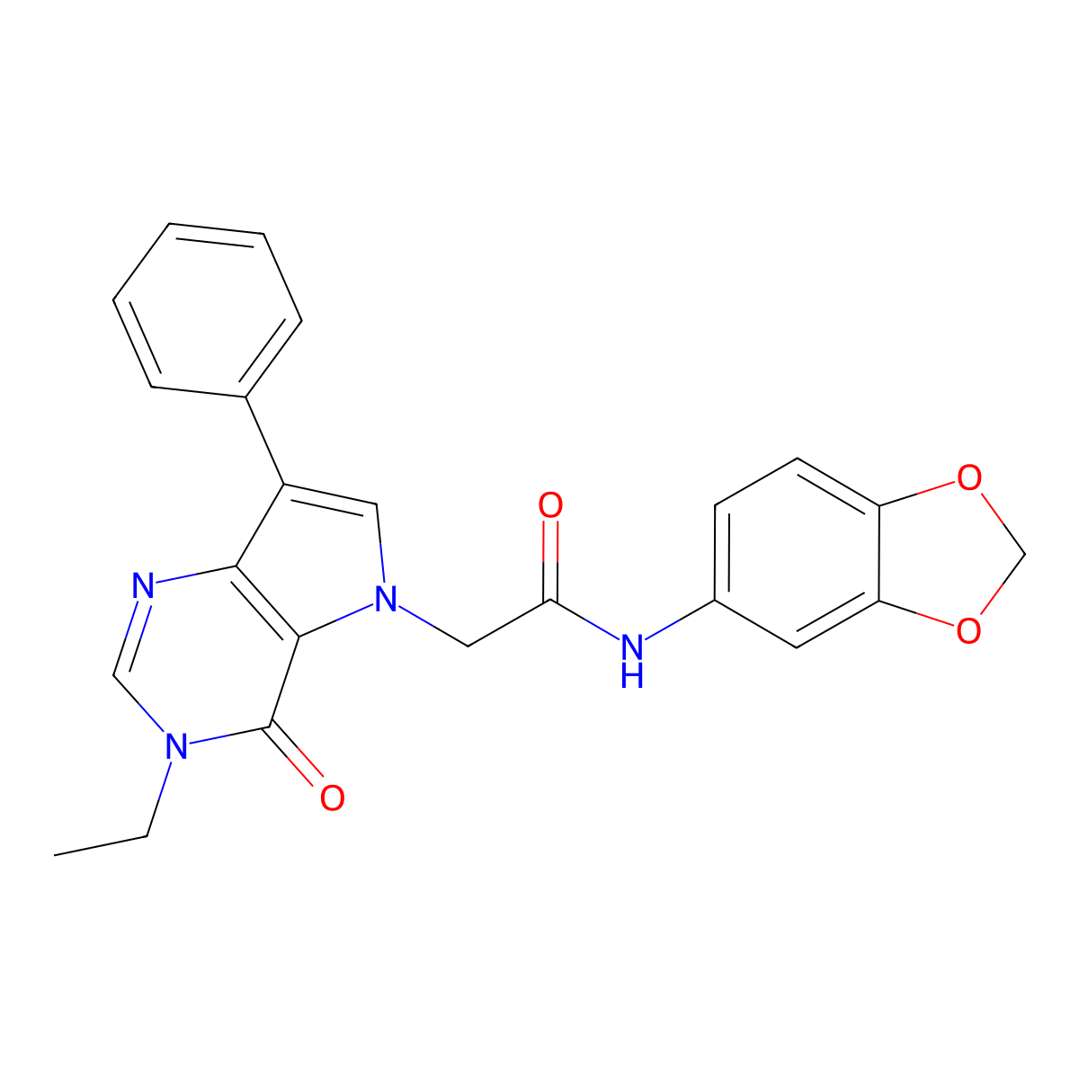 N-(1,3-benzodioxol-5-yl)-2-(3-ethyl-4-oxo-7-phenyl-3,4-dihydro-5H-pyrrolo[3,2-d]pyrimidin-5-yl)acetamide molecular structure, CAS 1251579-56-2