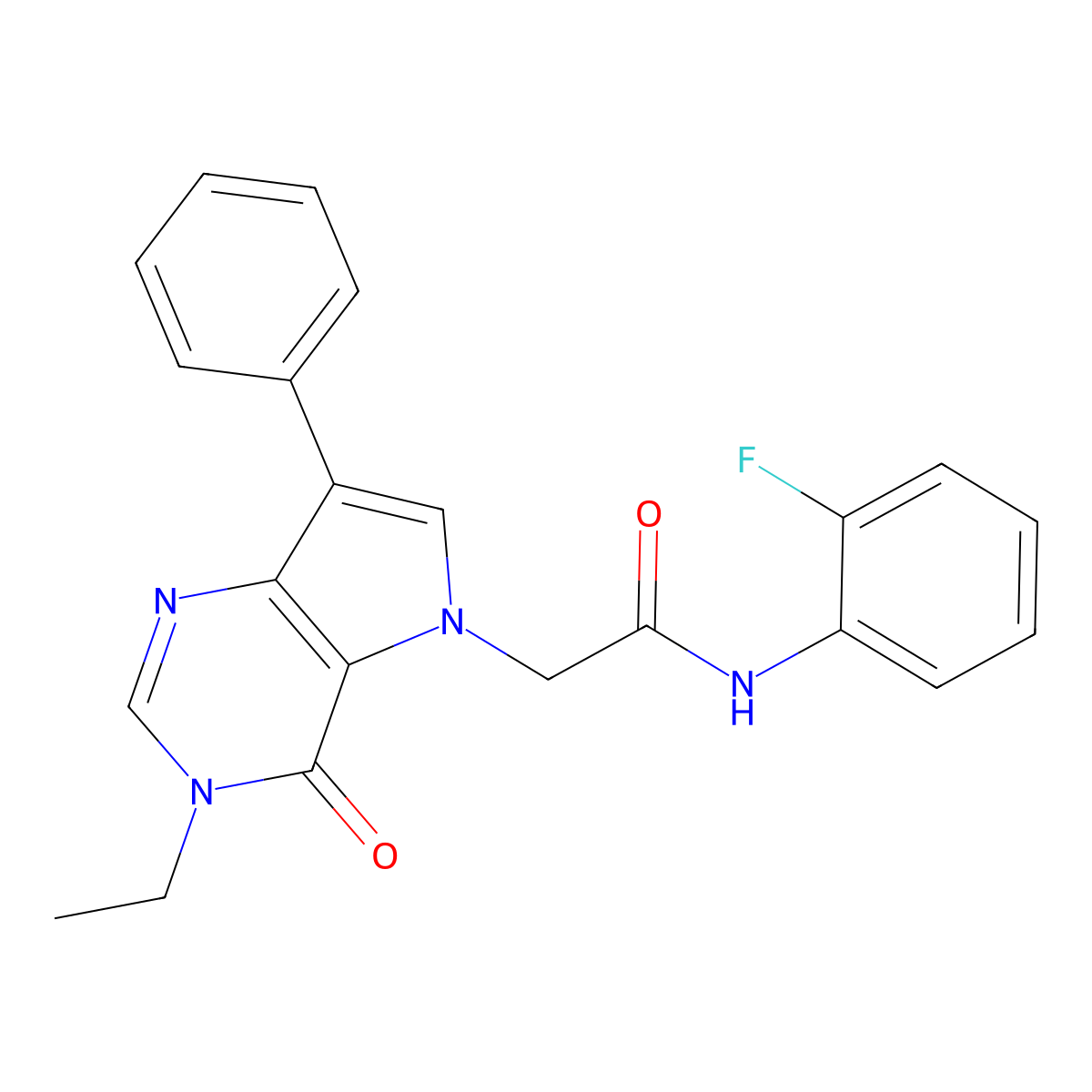 2-(3-ethyl-4-oxo-7-phenyl-3,4-dihydro-5H-pyrrolo[3,2-d]pyrimidin-5-yl)-N-(2-fluorophenyl)acetamide molecular structure, CAS 1251579-88-0