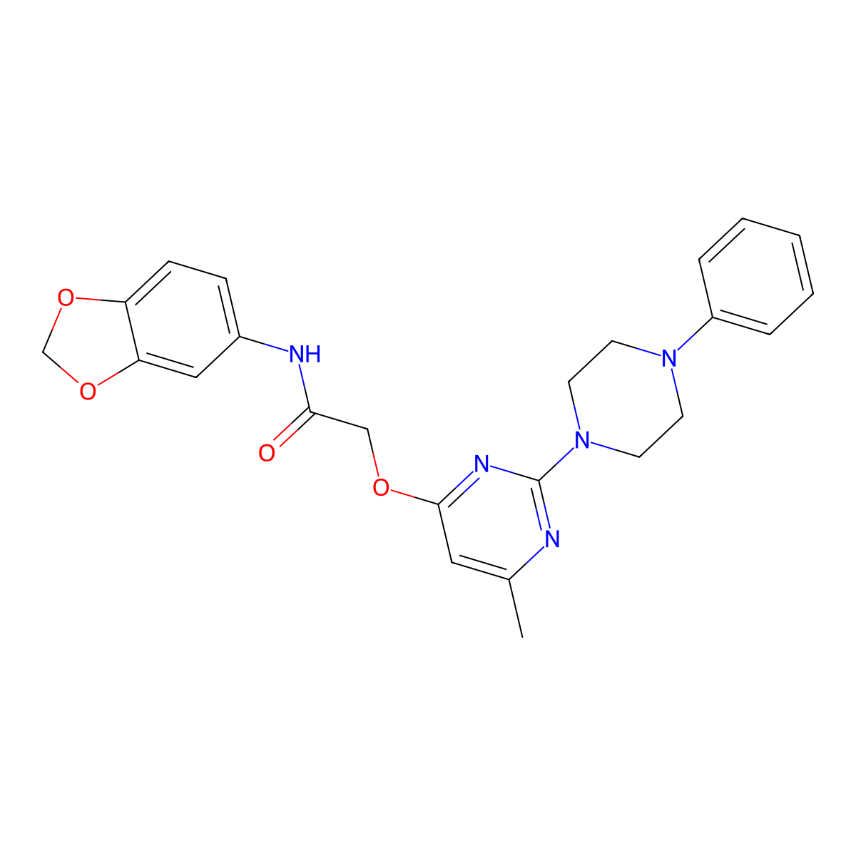 N-(1,3-benzodioxol-5-yl)-2-{[6-methyl-2-(4-phenylpiperazin-1-yl)pyrimidin-4-yl]oxy}acetamide molecular structure, CAS 1251579-93-7