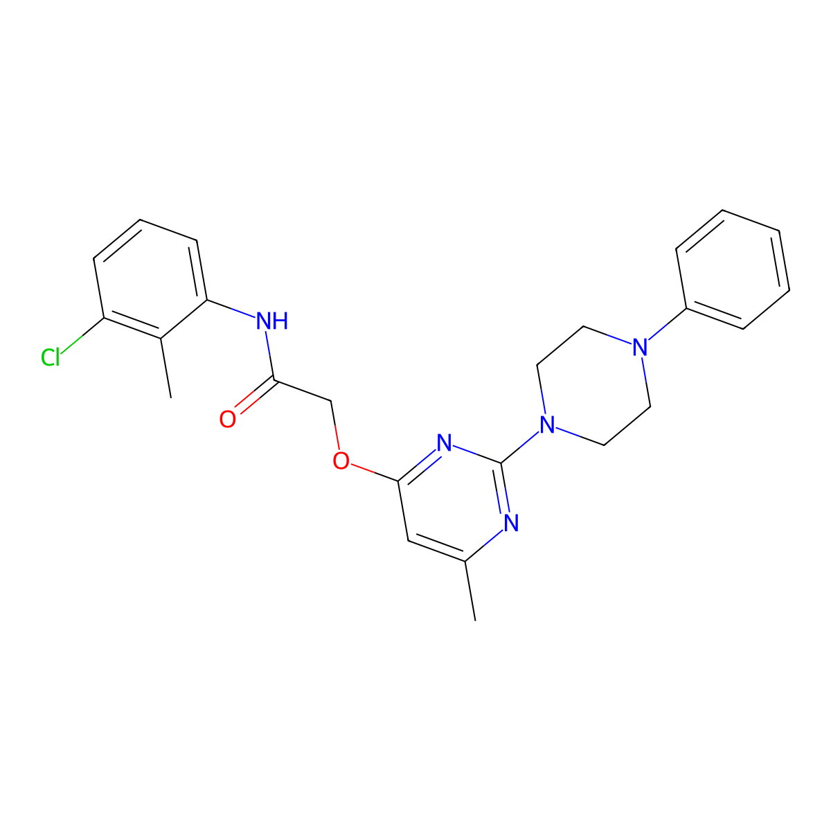 N-(3-chloro-2-methylphenyl)-2-{[6-methyl-2-(4-phenylpiperazin-1-yl)pyrimidin-4-yl]oxy}acetamide molecular structure, CAS 1251579-95-9