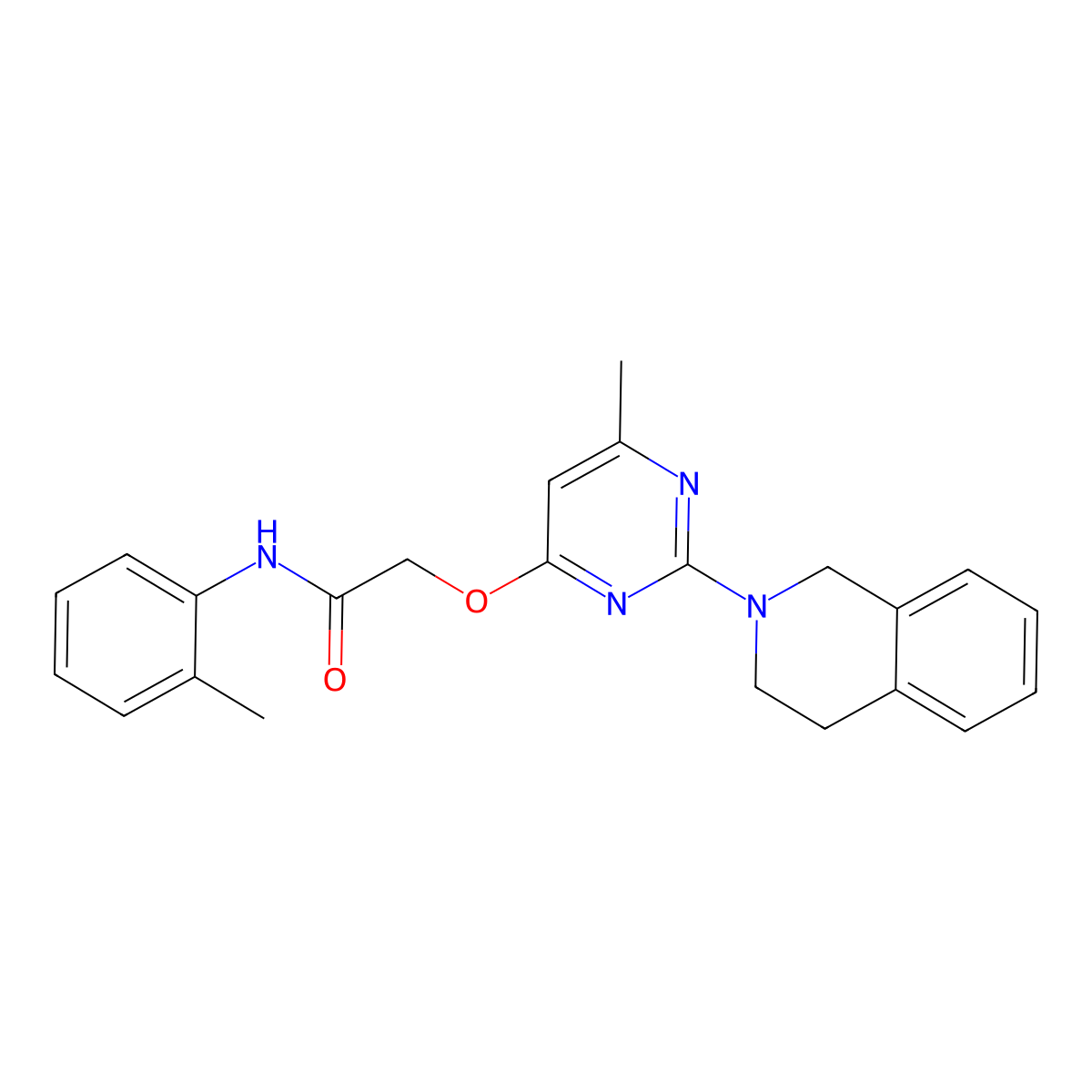 2-{[2-(3,4-dihydroisoquinolin-2(1H)-yl)-6-methylpyrimidin-4-yl]oxy}-N-(2-methylphenyl)acetamide molecular structure, CAS 1251579-96-0