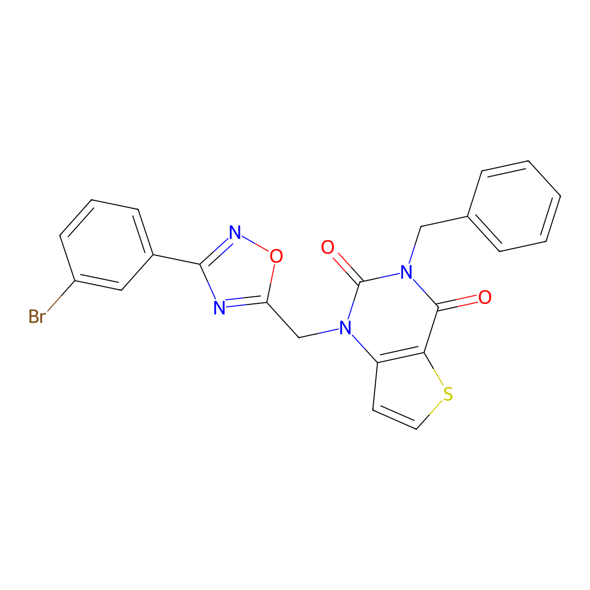 3-benzyl-1-{[3-(3-bromophenyl)-1,2,4-oxadiazol-5-yl]methyl}-1H,2H,3H,4H-thieno[3,2-d]pyrimidine-2,4-dione molecular structure, CAS 1251580-01-4