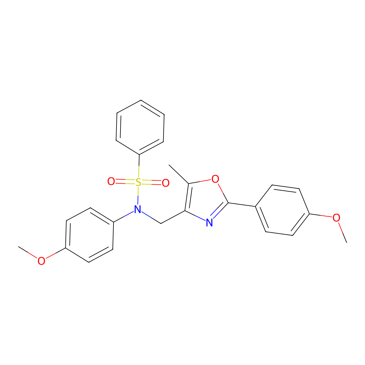 N-(4-methoxyphenyl)-N-{[2-(4-methoxyphenyl)-5-methyl-1,3-oxazol-4-yl]methyl}benzenesulfonamide molecular structure, CAS 1251580-06-9