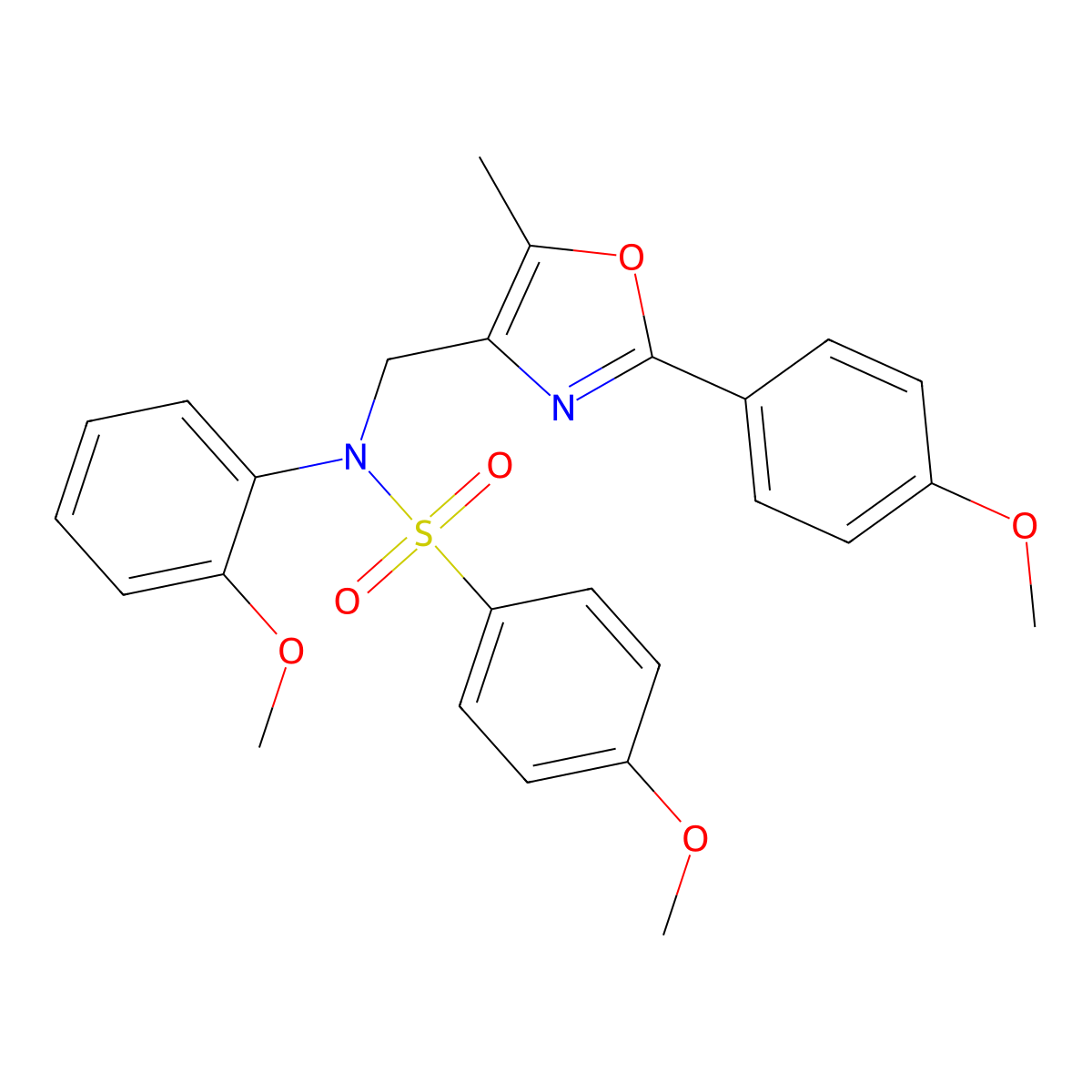 4-methoxy-N-(2-methoxyphenyl)-N-{[2-(4-methoxyphenyl)-5-methyl-1,3-oxazol-4-yl]methyl}benzene-1-sulfonamide molecular structure, CAS 1251580-10-5