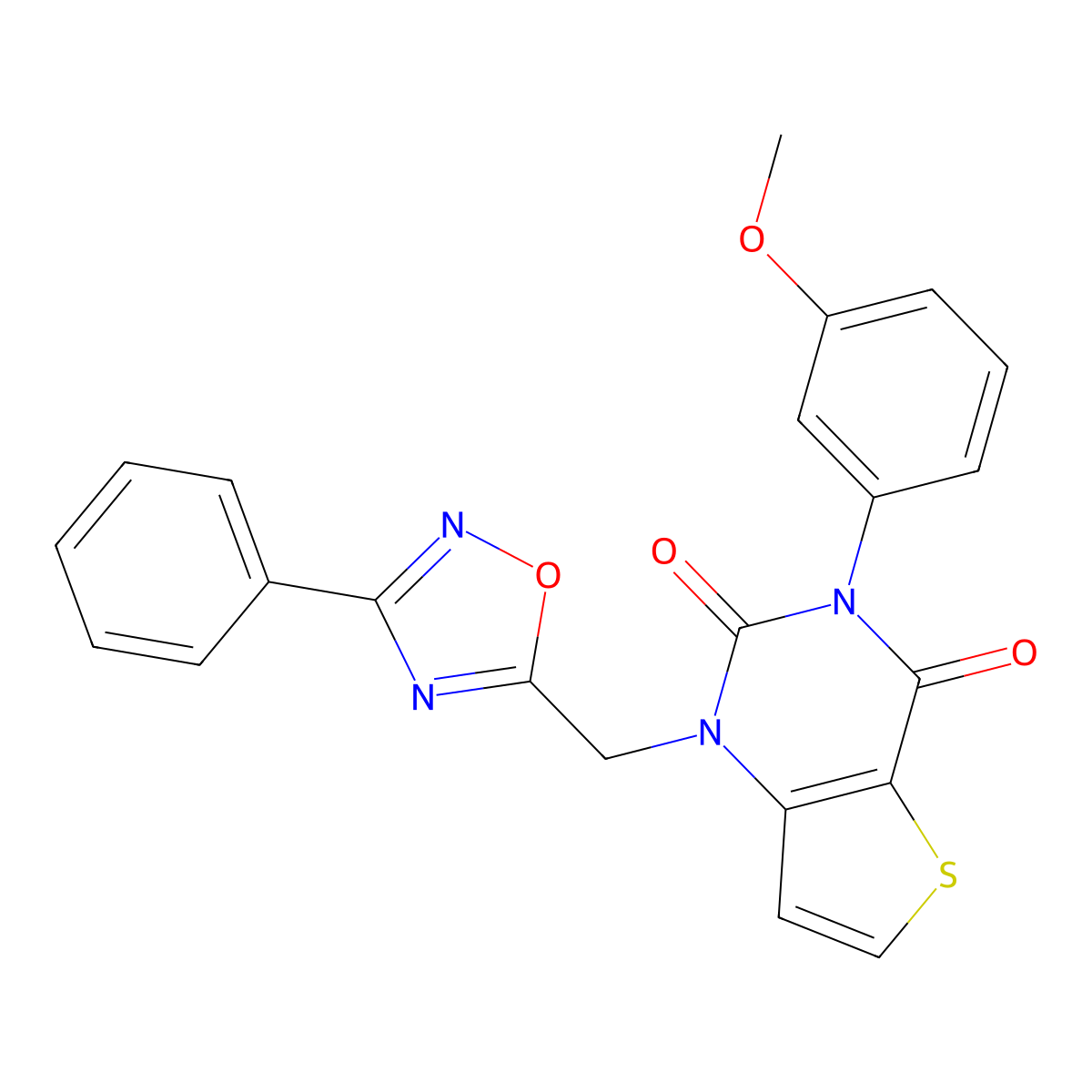 3-(3-methoxyphenyl)-1-[(3-phenyl-1,2,4-oxadiazol-5-yl)methyl]-1H,2H,3H,4H-thieno[3,2-d]pyrimidine-2,4-dione molecular structure, CAS 1251580-17-2