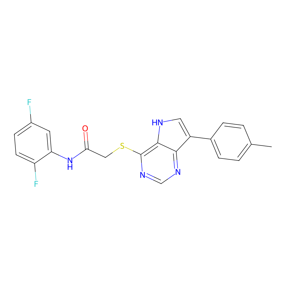 N-(2,5-difluorophenyl)-2-{[7-(4-methylphenyl)-5H-pyrrolo[3,2-d]pyrimidin-4-yl]sulfanyl}acetamide molecular structure, CAS 1251580-18-3