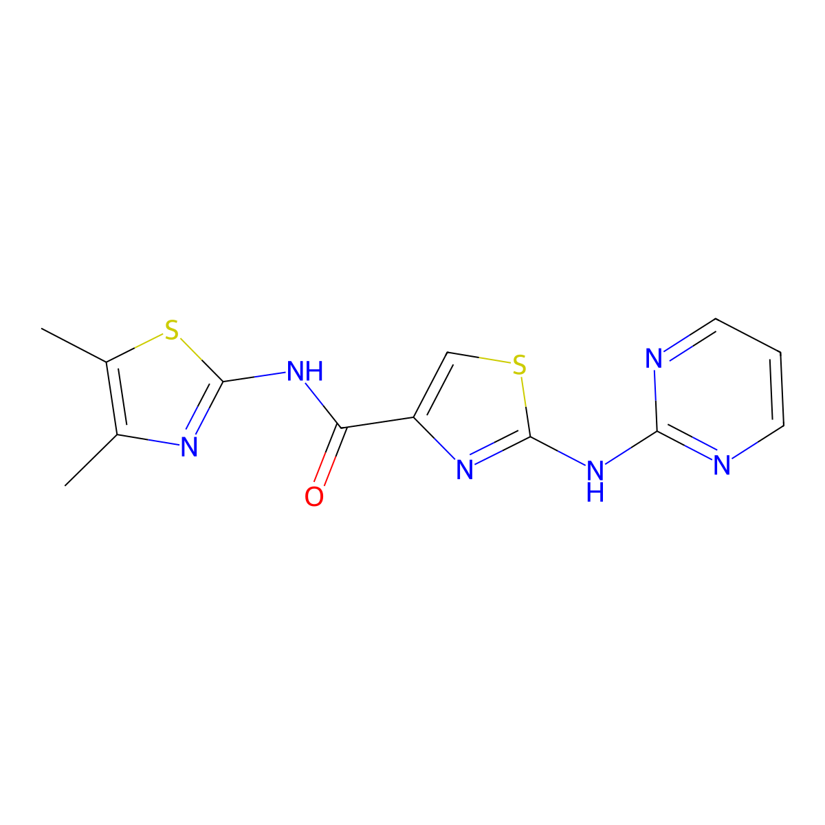 N-(4,5-dimethylthiazol-2-yl)-2-(pyrimidin-2-ylamino)thiazole-4-carboxamide molecular structure, CAS 1251580-20-7
