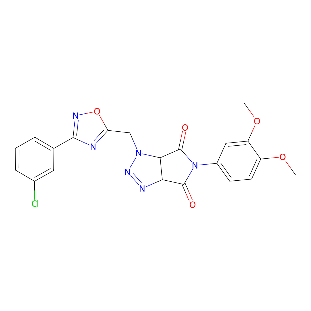 1-((3-(3-chlorophenyl)-1,2,4-oxadiazol-5-yl)methyl)-5-(3,4-dimethoxyphenyl)-1,6a-dihydropyrrolo[3,4-d][1,2,3]triazole-4,6(3aH,5H)-dione molecular structure, CAS 1251580-22-9