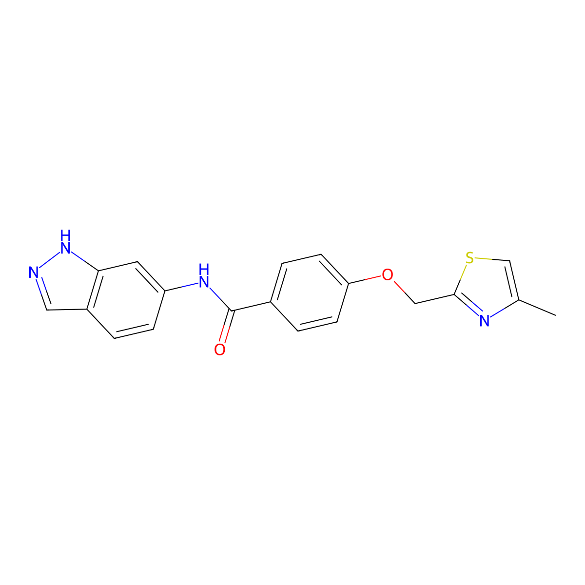 N-(1H-indazol-6-yl)-4-((4-methylthiazol-2-yl)methoxy)benzamide molecular structure, CAS 1251580-28-5