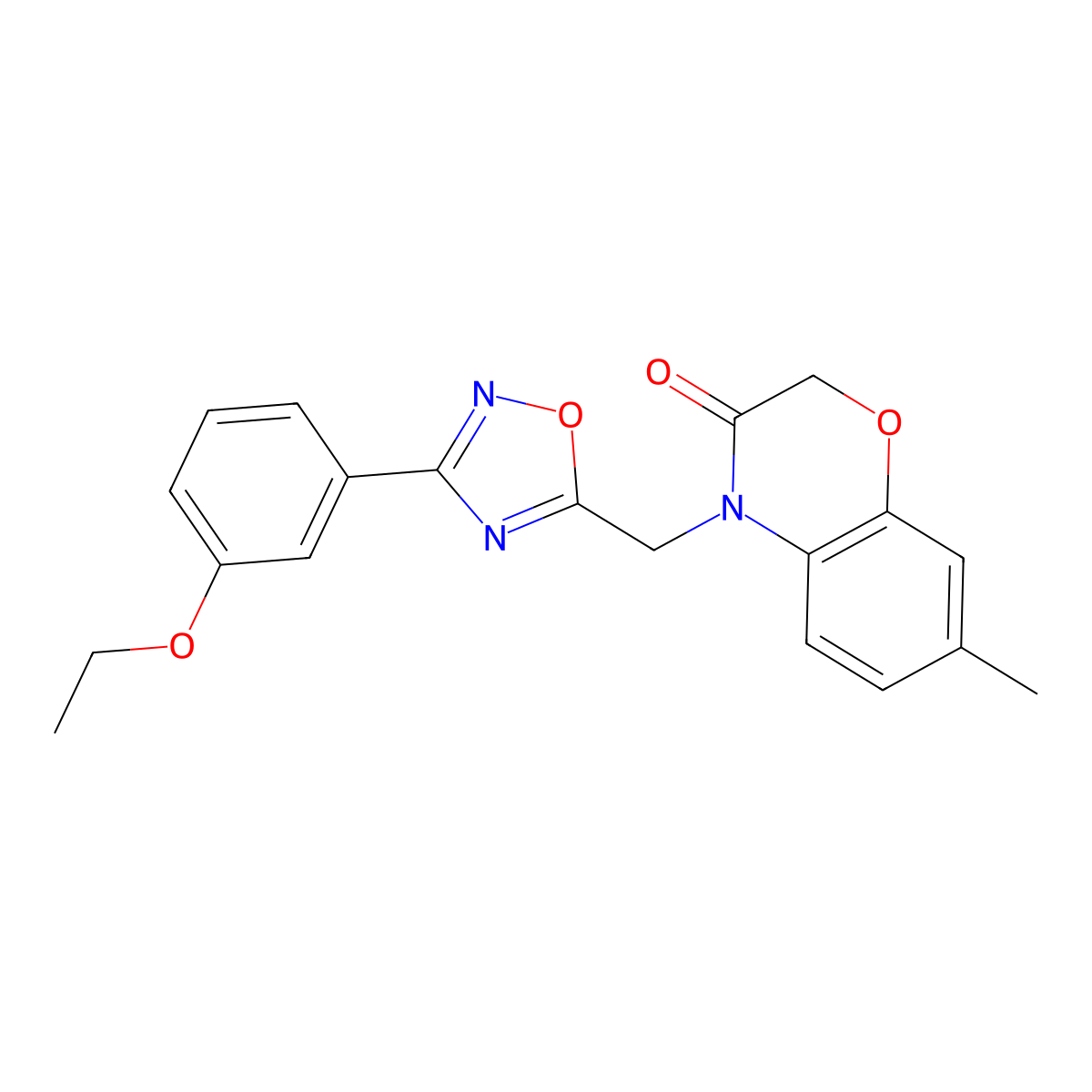 4-((3-(3-ethoxyphenyl)-1,2,4-oxadiazol-5-yl)methyl)-7-methyl-2H-benzo[b][1,4]oxazin-3(4H)-one molecular structure, CAS 1251580-30-9