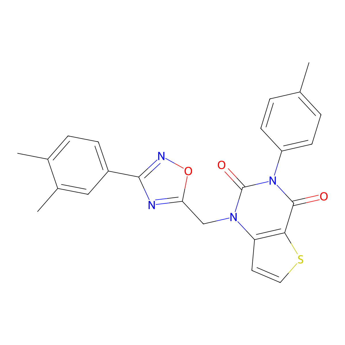 1-{[3-(3,4-dimethylphenyl)-1,2,4-oxadiazol-5-yl]methyl}-3-(4-methylphenyl)-1H,2H,3H,4H-thieno[3,2-d]pyrimidine-2,4-dione molecular structure, CAS 1251580-32-1
