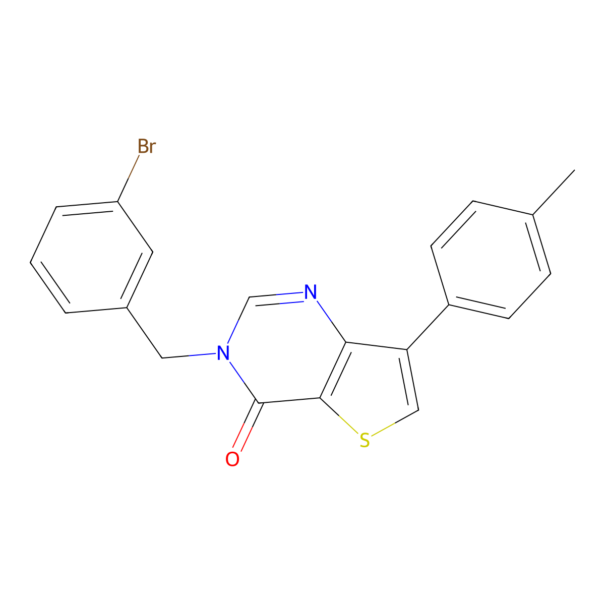 3-(3-bromobenzyl)-7-(4-methylphenyl)thieno[3,2-d]pyrimidin-4(3H)-one molecular structure, CAS 1251580-34-3