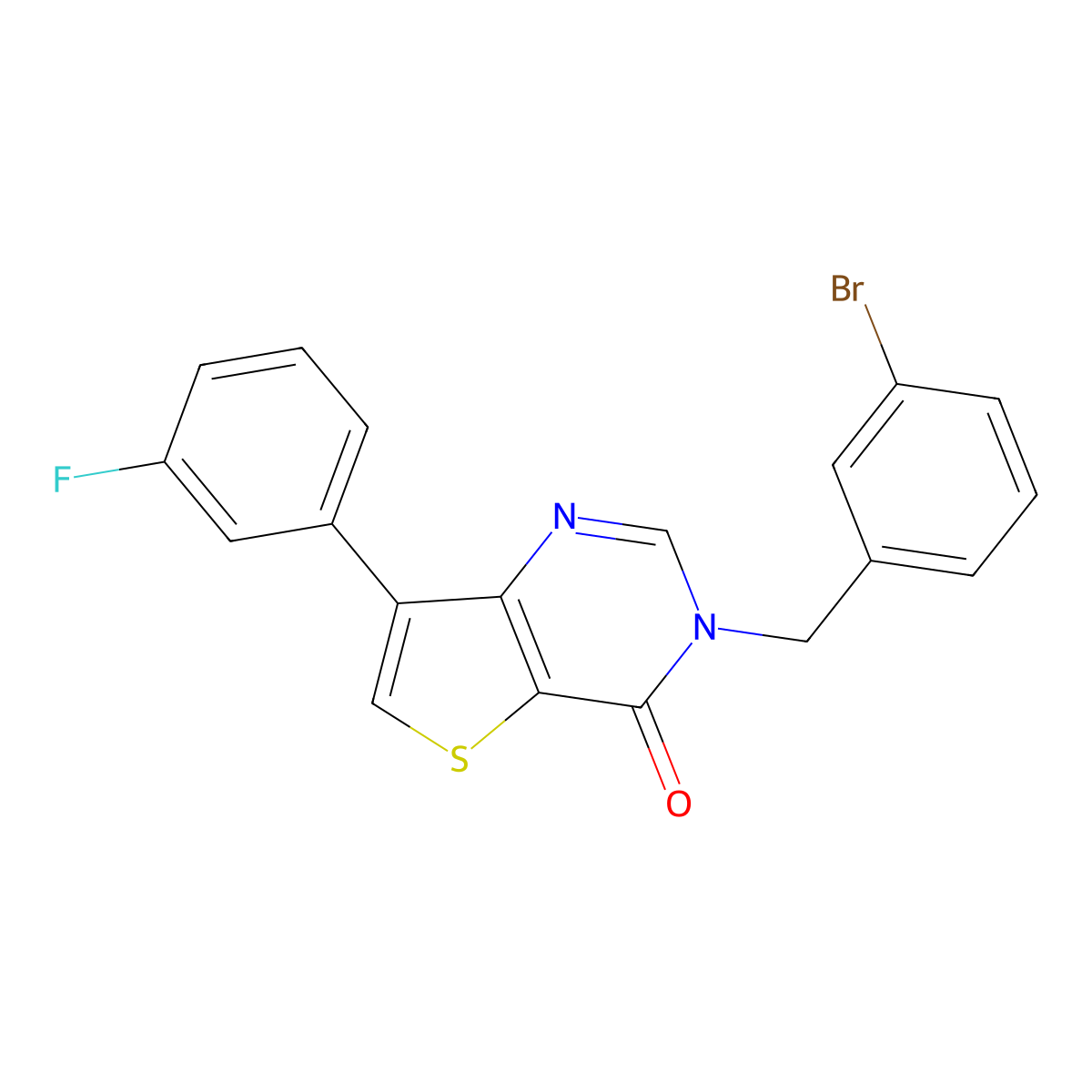 3-(3-bromobenzyl)-7-(3-fluorophenyl)thieno[3,2-d]pyrimidin-4(3H)-one molecular structure, CAS 1251580-38-7
