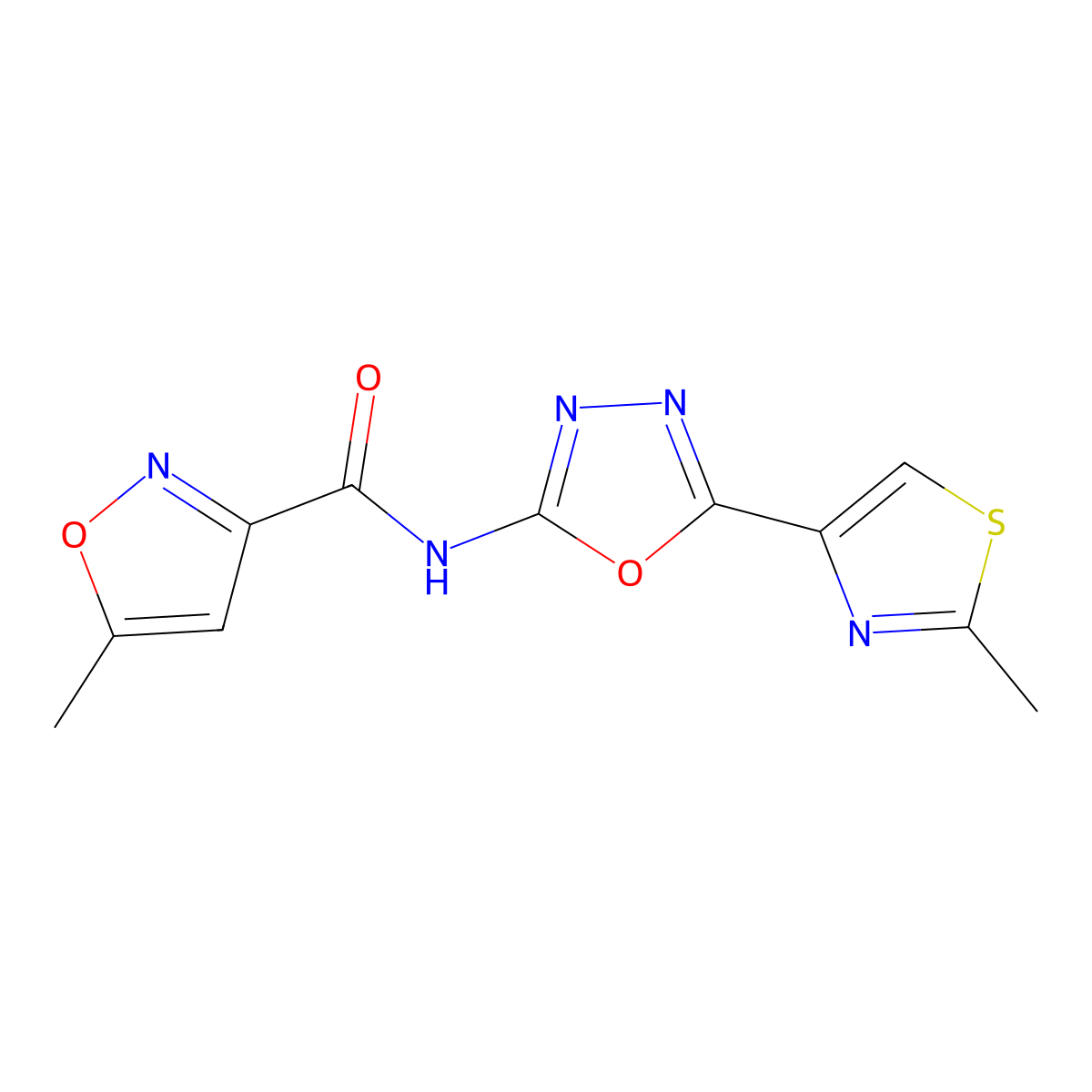 5-methyl-N-(5-(2-methylthiazol-4-yl)-1,3,4-oxadiazol-2-yl)isoxazole-3-carboxamide molecular structure, CAS 1251580-46-7