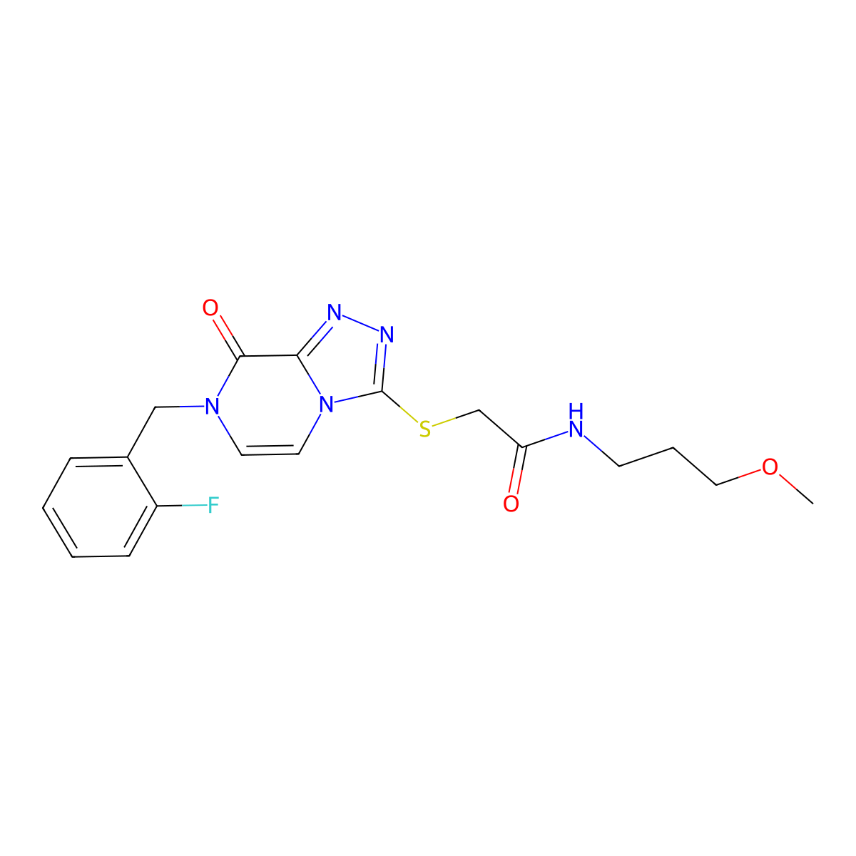2-({7-[(2-fluorophenyl)methyl]-8-oxo-7H,8H-[1,2,4]triazolo[4,3-a]pyrazin-3-yl}sulfanyl)-N-(3-methoxypropyl)acetamide molecular structure, CAS 1251580-47-8