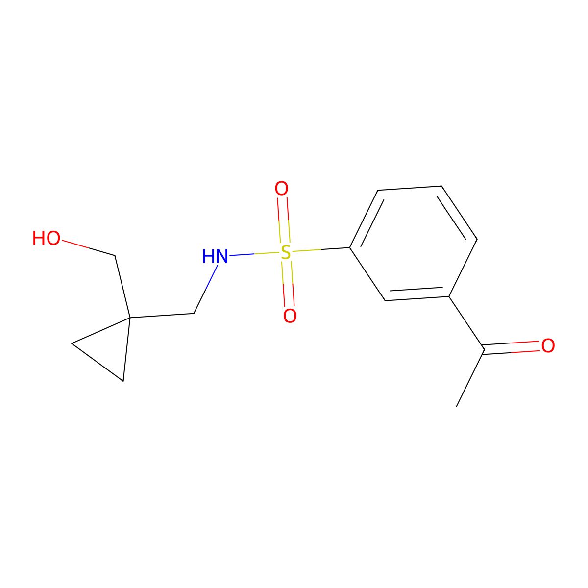 3-acetyl-N-((1-(hydroxymethyl)cyclopropyl)methyl)benzenesulfonamide molecular structure, CAS 1251580-64-9