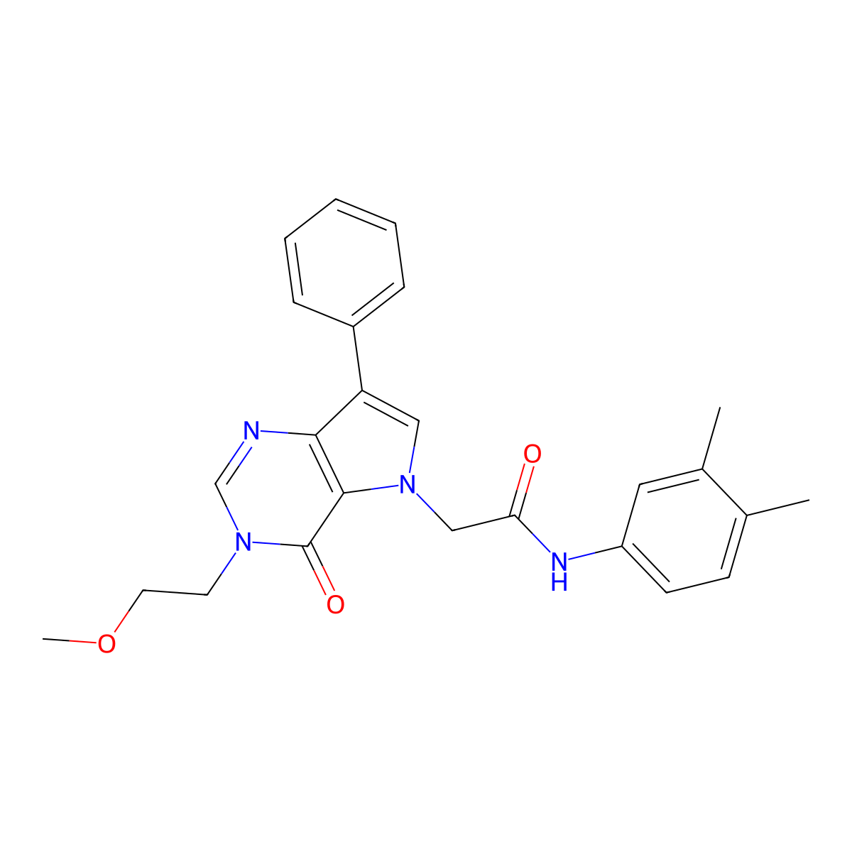 N-(3,4-dimethylphenyl)-2-[3-(2-methoxyethyl)-4-oxo-7-phenyl-3,4-dihydro-5H-pyrrolo[3,2-d]pyrimidin-5-yl]acetamide molecular structure, CAS 1251580-65-0