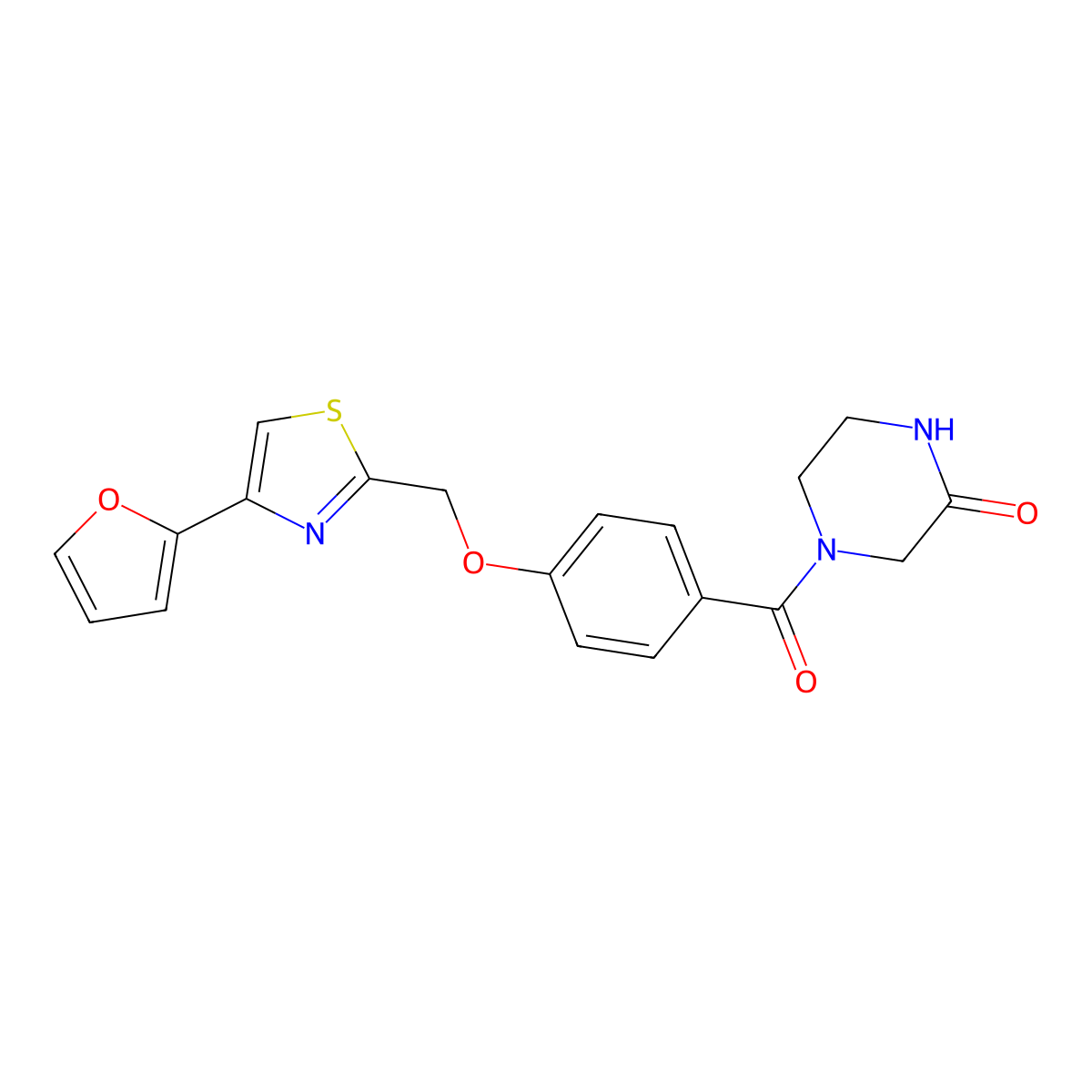 4-(4-((4-(Furan-2-yl)thiazol-2-yl)methoxy)benzoyl)piperazin-2-one molecular structure, CAS 1251580-77-4
