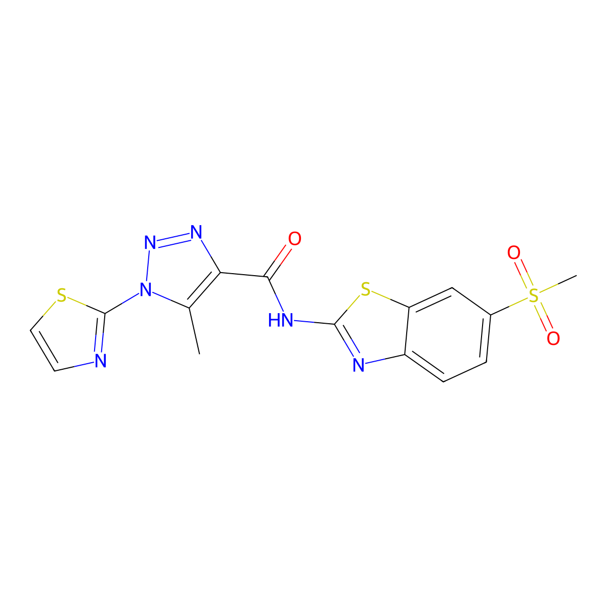 5-methyl-N-(6-(methylsulfonyl)benzo[d]thiazol-2-yl)-1-(thiazol-2-yl)-1H-1,2,3-triazole-4-carboxamide molecular structure, CAS 1251580-79-6
