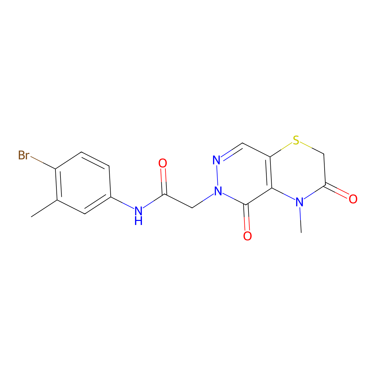 N-(4-bromo-3-methylphenyl)-2-(4-methyl-3,5-dioxo-3,4-dihydro-2H-pyridazino[4,5-b][1,4]thiazin-6(5H)-yl)acetamide molecular structure, CAS 1251580-84-3