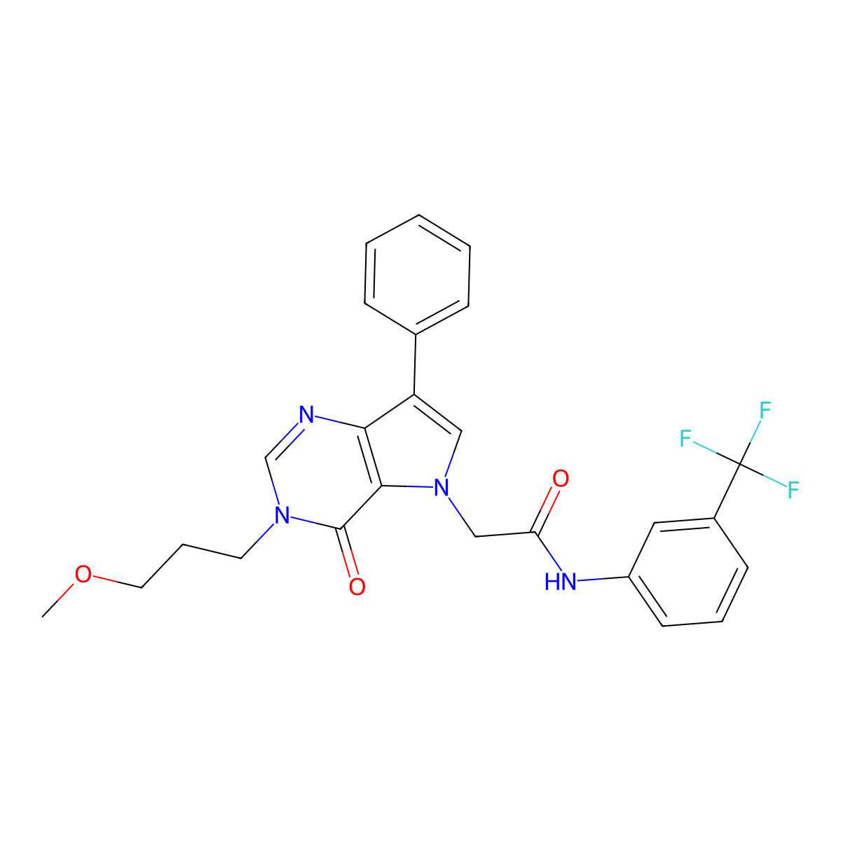 2-[3-(3-methoxypropyl)-4-oxo-7-phenyl-3,4-dihydro-5H-pyrrolo[3,2-d]pyrimidin-5-yl]-N-[3-(trifluoromethyl)phenyl]acetamide molecular structure, CAS 1251580-85-4