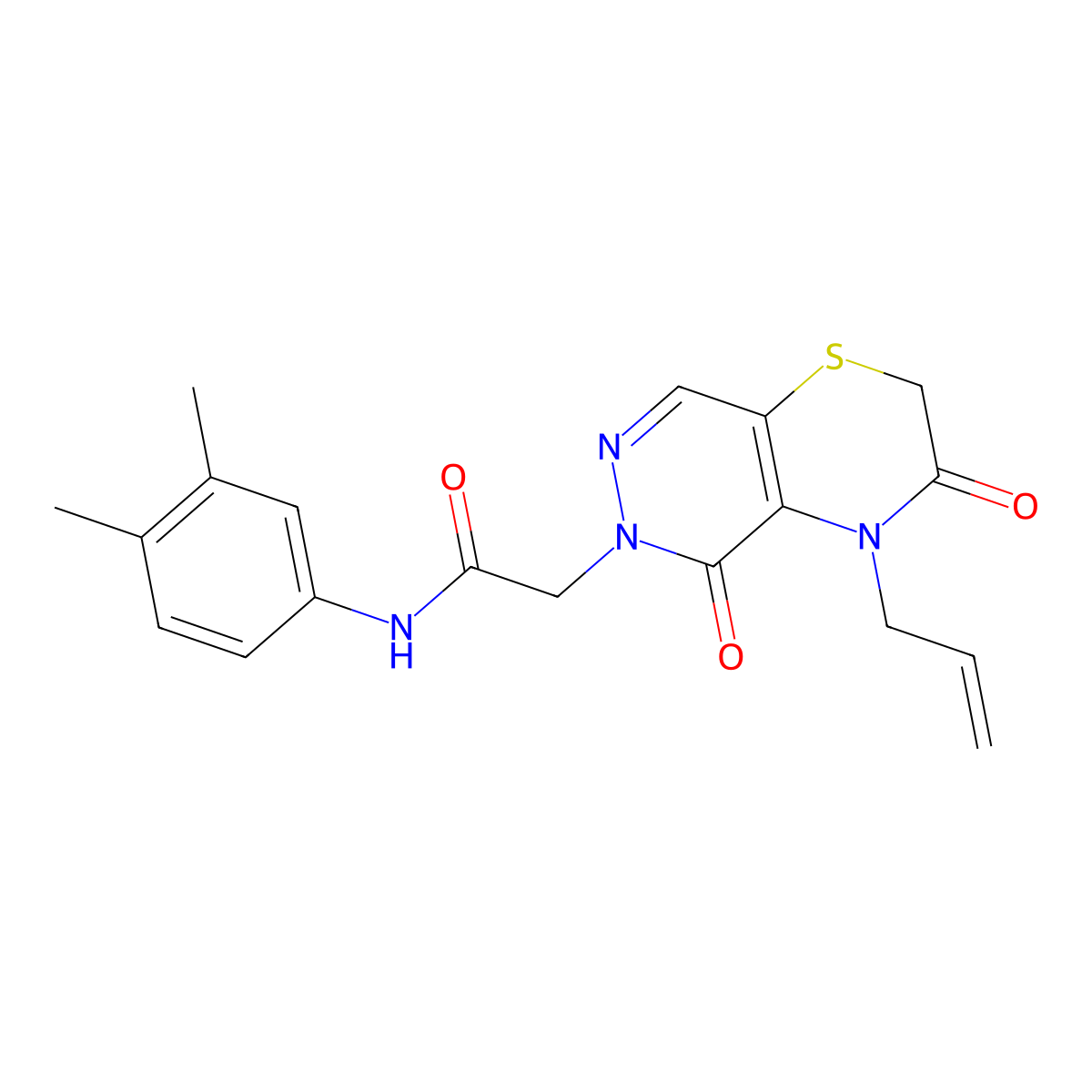 N-(3,4-dimethylphenyl)-2-[3,5-dioxo-4-(prop-2-en-1-yl)-2H,3H,4H,5H,6H-pyridazino[4,5-b][1,4]thiazin-6-yl]acetamide molecular structure, CAS 1251580-86-5