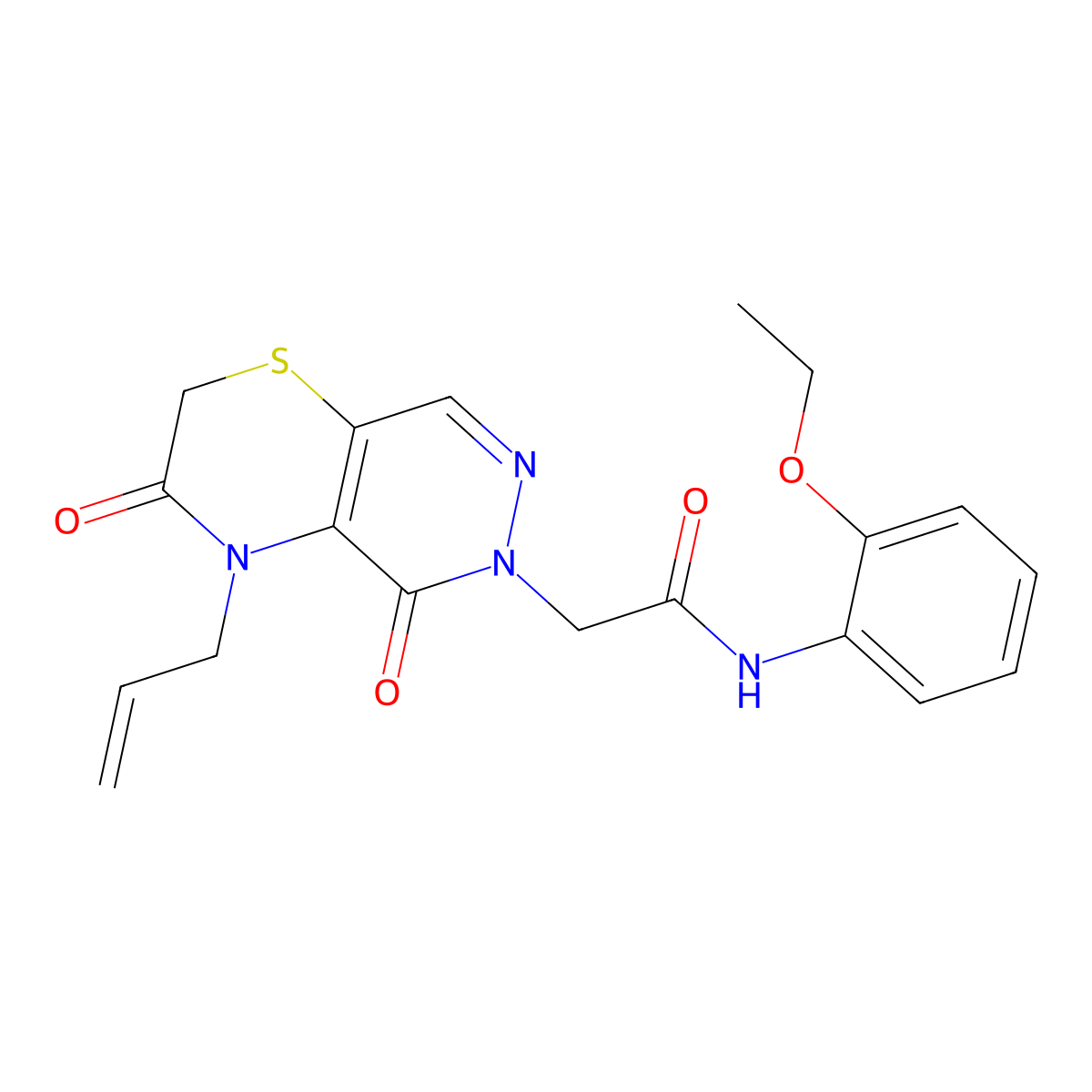 2-[3,5-dioxo-4-(prop-2-en-1-yl)-2H,3H,4H,5H,6H-pyridazino[4,5-b][1,4]thiazin-6-yl]-N-(2-ethoxyphenyl)acetamide molecular structure, CAS 1251580-89-8