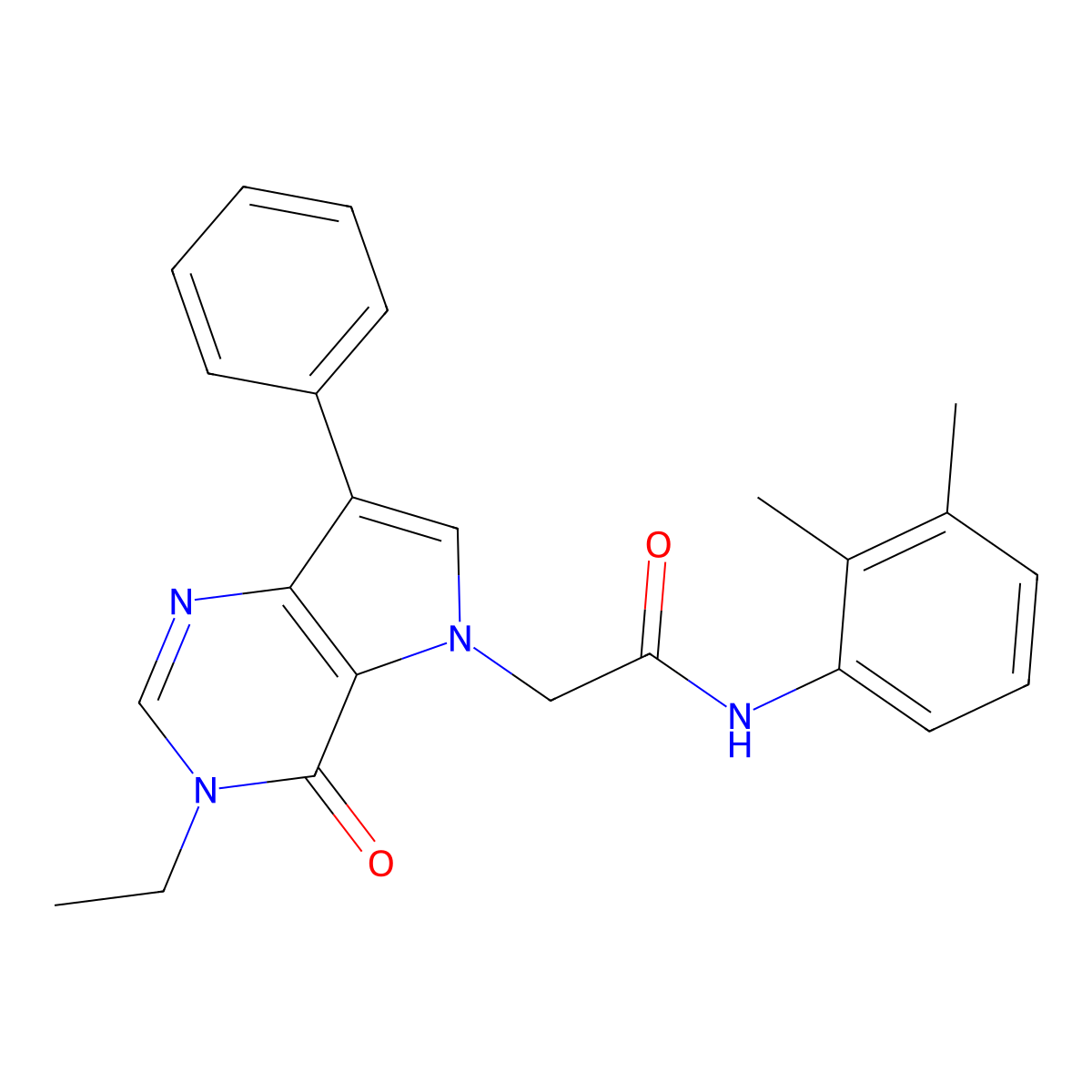 N-(2,3-dimethylphenyl)-2-(3-ethyl-4-oxo-7-phenyl-3,4-dihydro-5H-pyrrolo[3,2-d]pyrimidin-5-yl)acetamide molecular structure, CAS 1251580-95-6