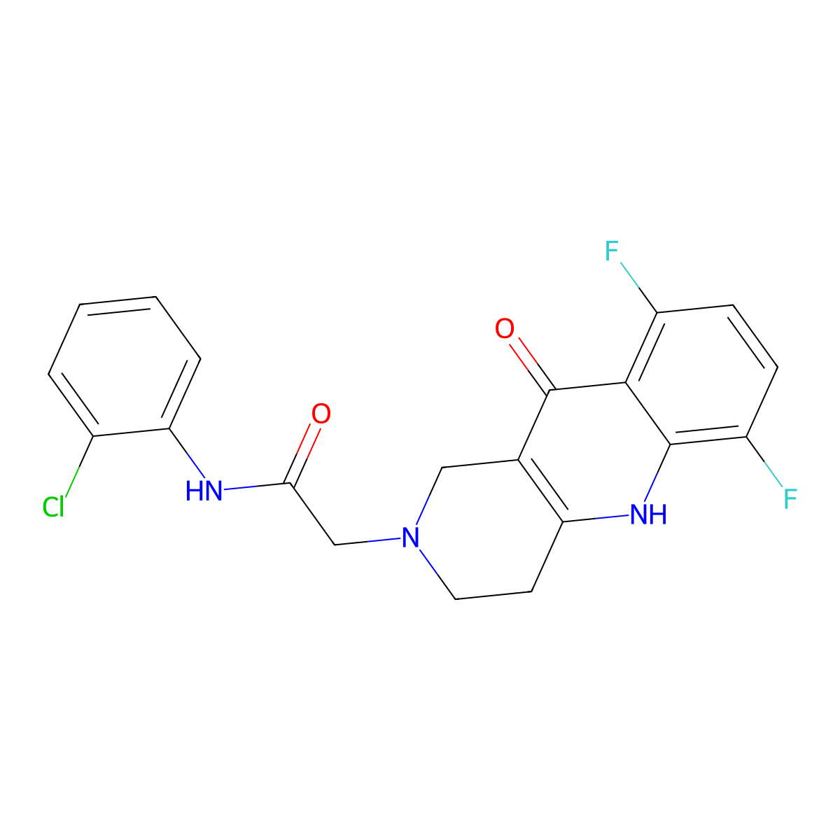 N-(2-chlorophenyl)-2-(6,9-difluoro-10-oxo-3,4,5,10-tetrahydrobenzo[b][1,6]naphthyridin-2(1H)-yl)acetamide molecular structure, CAS 1251580-98-9