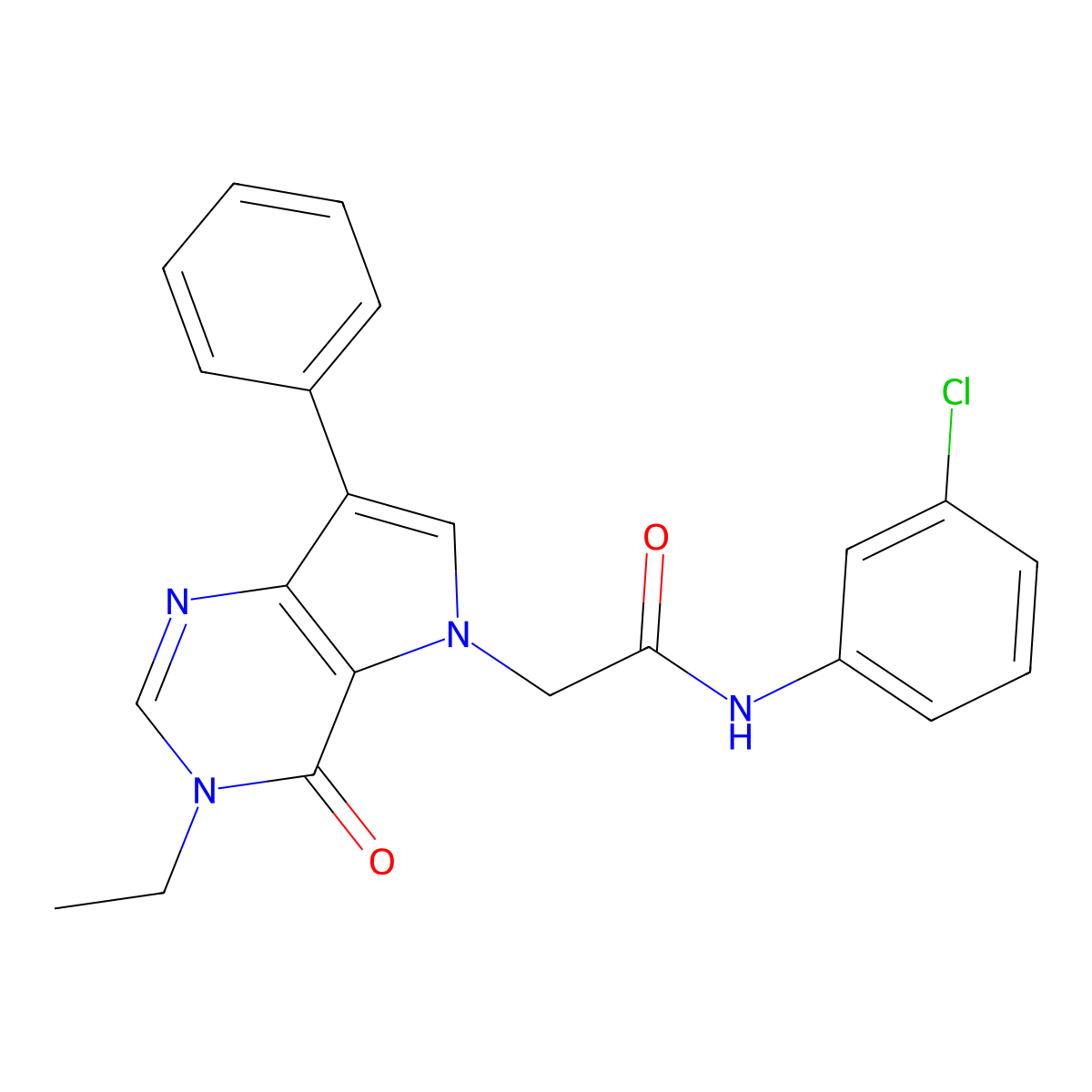 N-(3-chlorophenyl)-2-(3-ethyl-4-oxo-7-phenyl-3,4-dihydro-5H-pyrrolo[3,2-d]pyrimidin-5-yl)acetamide molecular structure, CAS 1251581-01-7